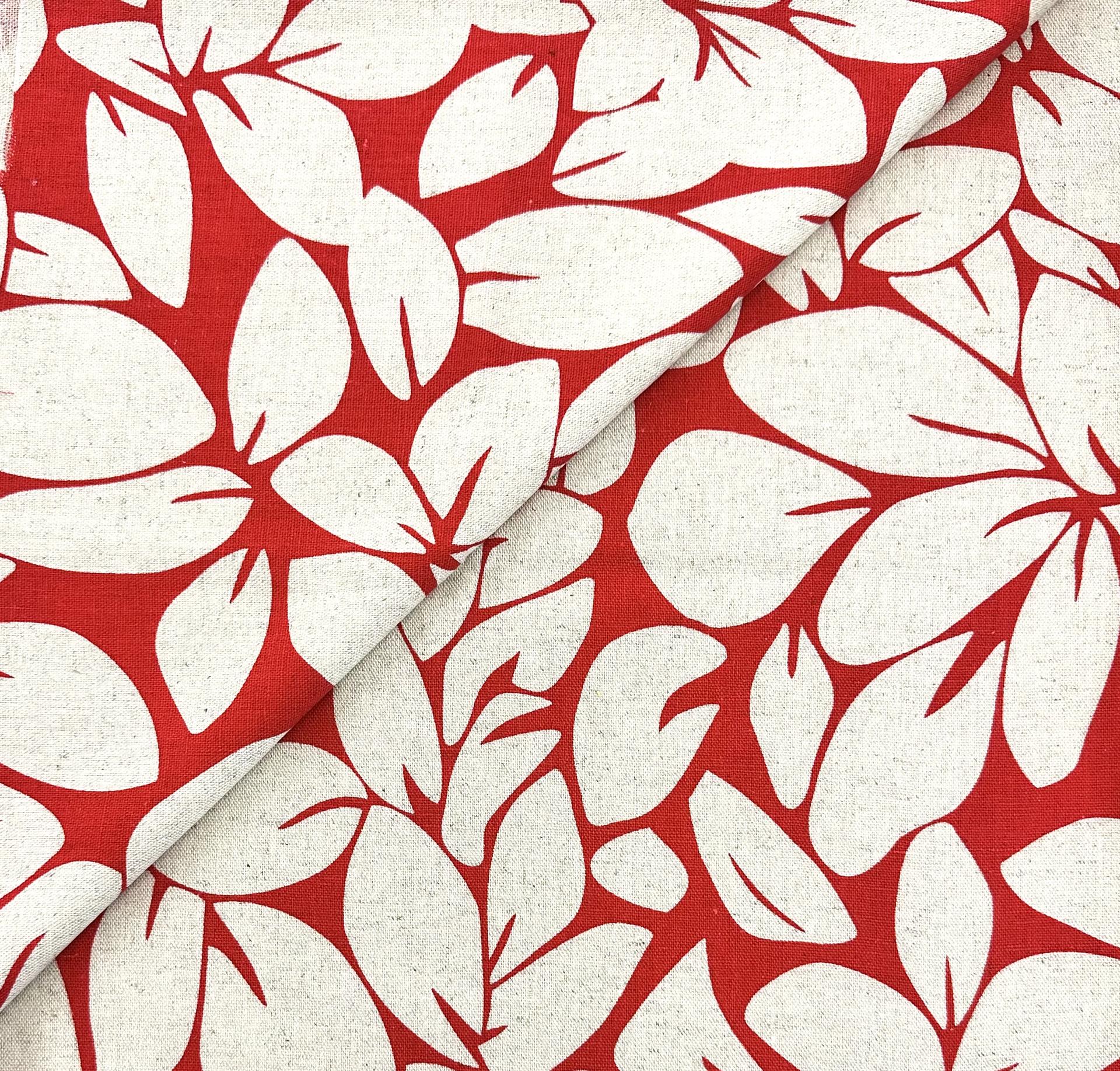 Rayon Linen Print in Red