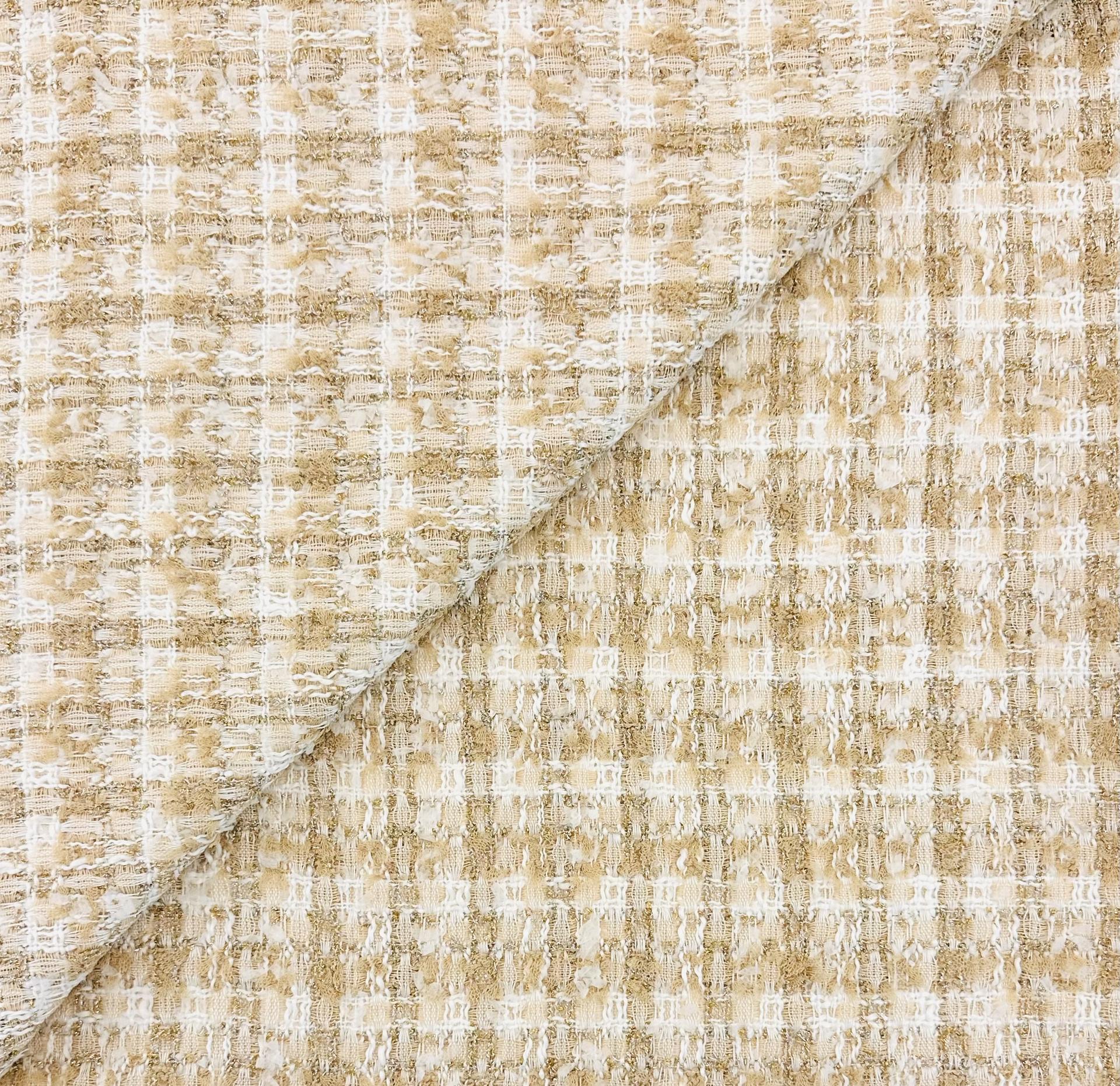 Metallic Tweed in Pecan White