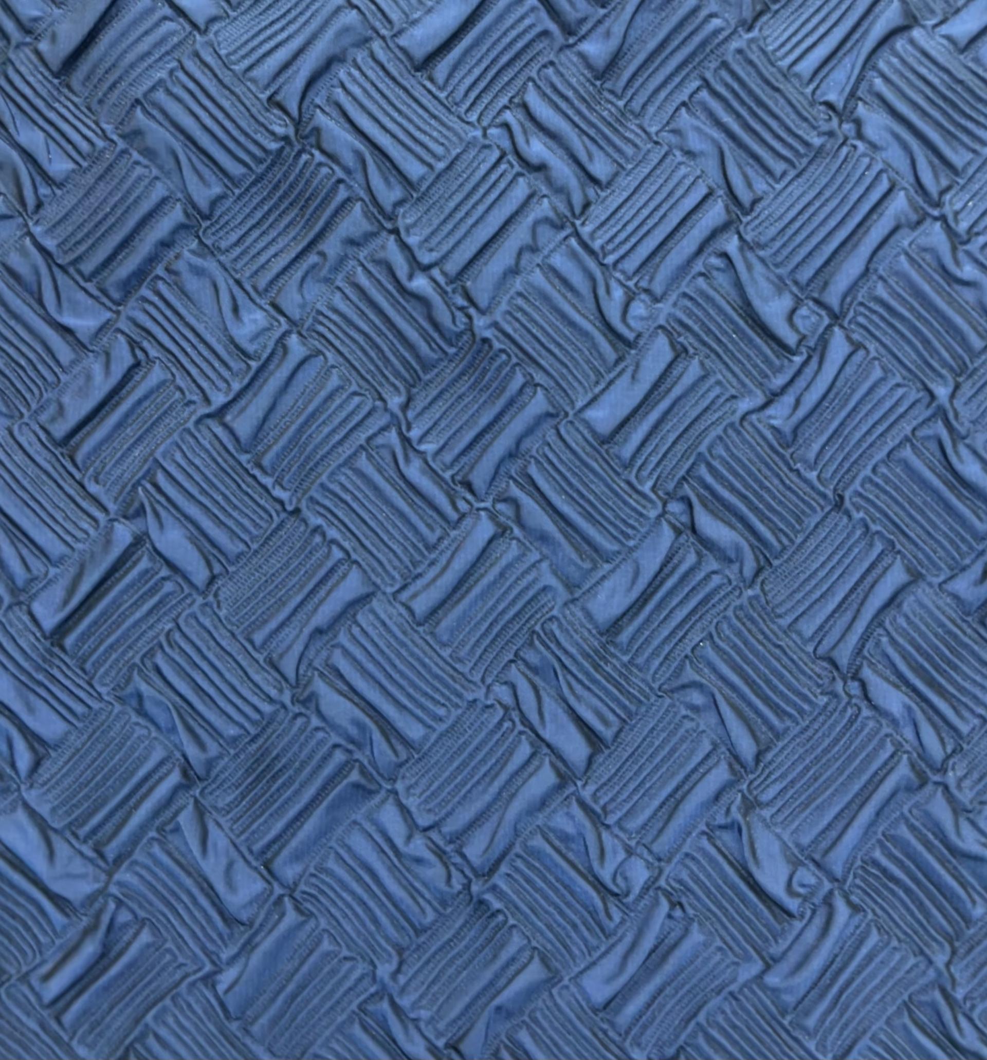 Silk Blend Cloque Jacquard in Navy