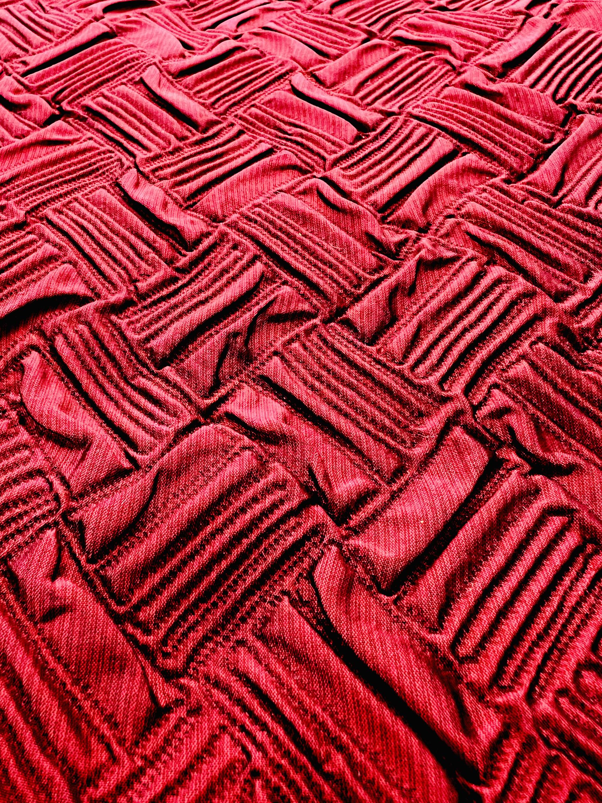 Silk Blend Cloque Jacquard in Burgandy