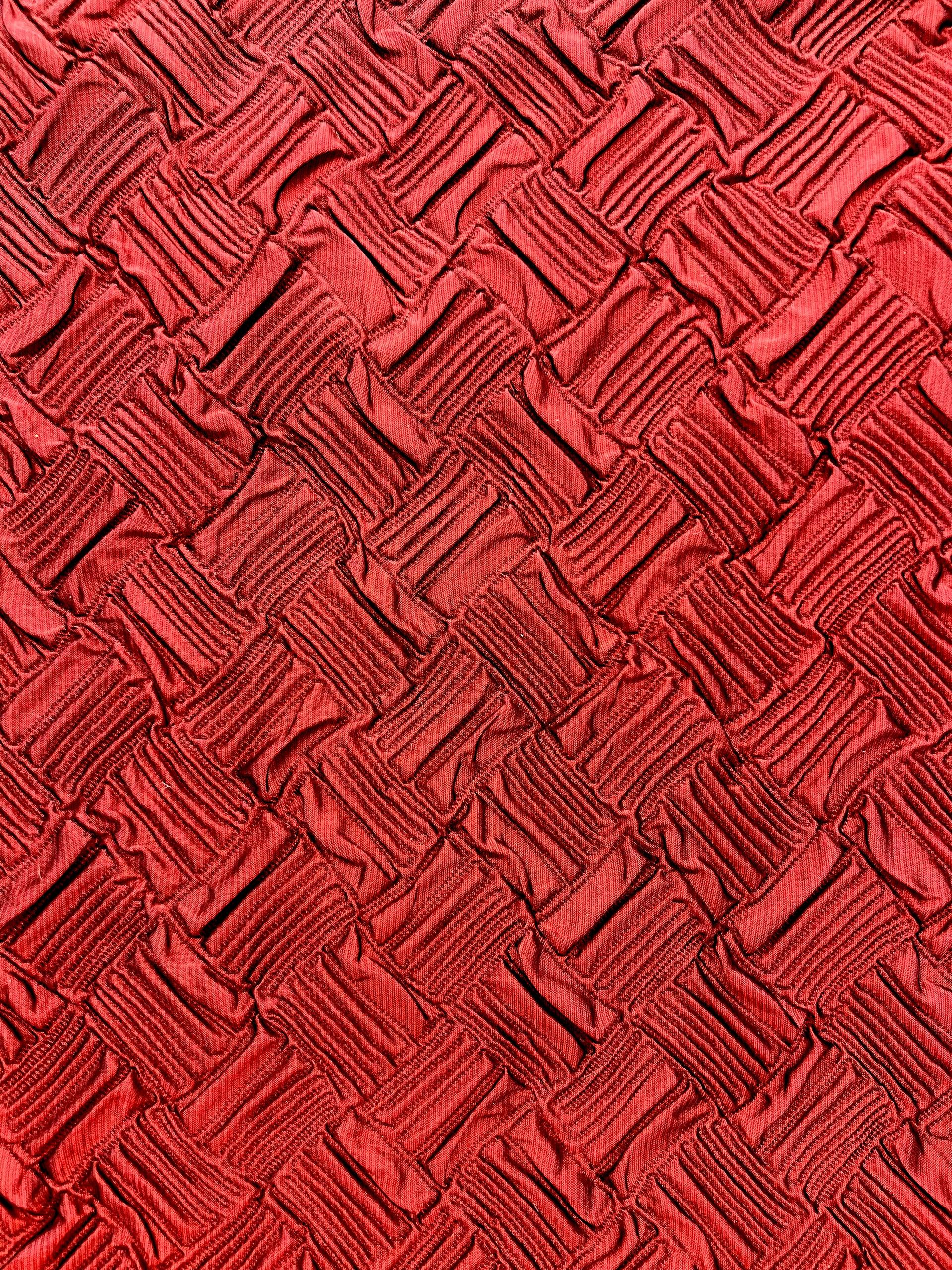 Silk Blend Cloque Jacquard in Burgandy