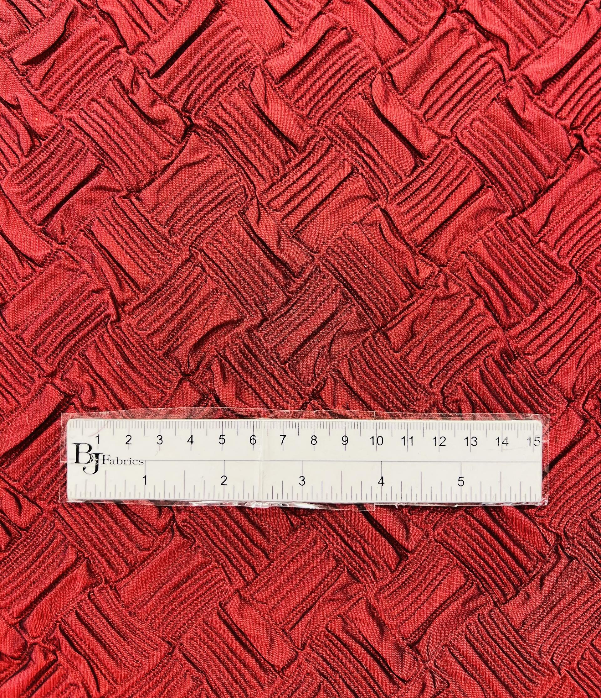 Silk Blend Cloque Jacquard in Burgandy