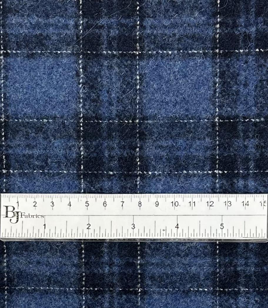 Italian Alpaca Poly Wool Plaid Blend Suiting in Yale Blue