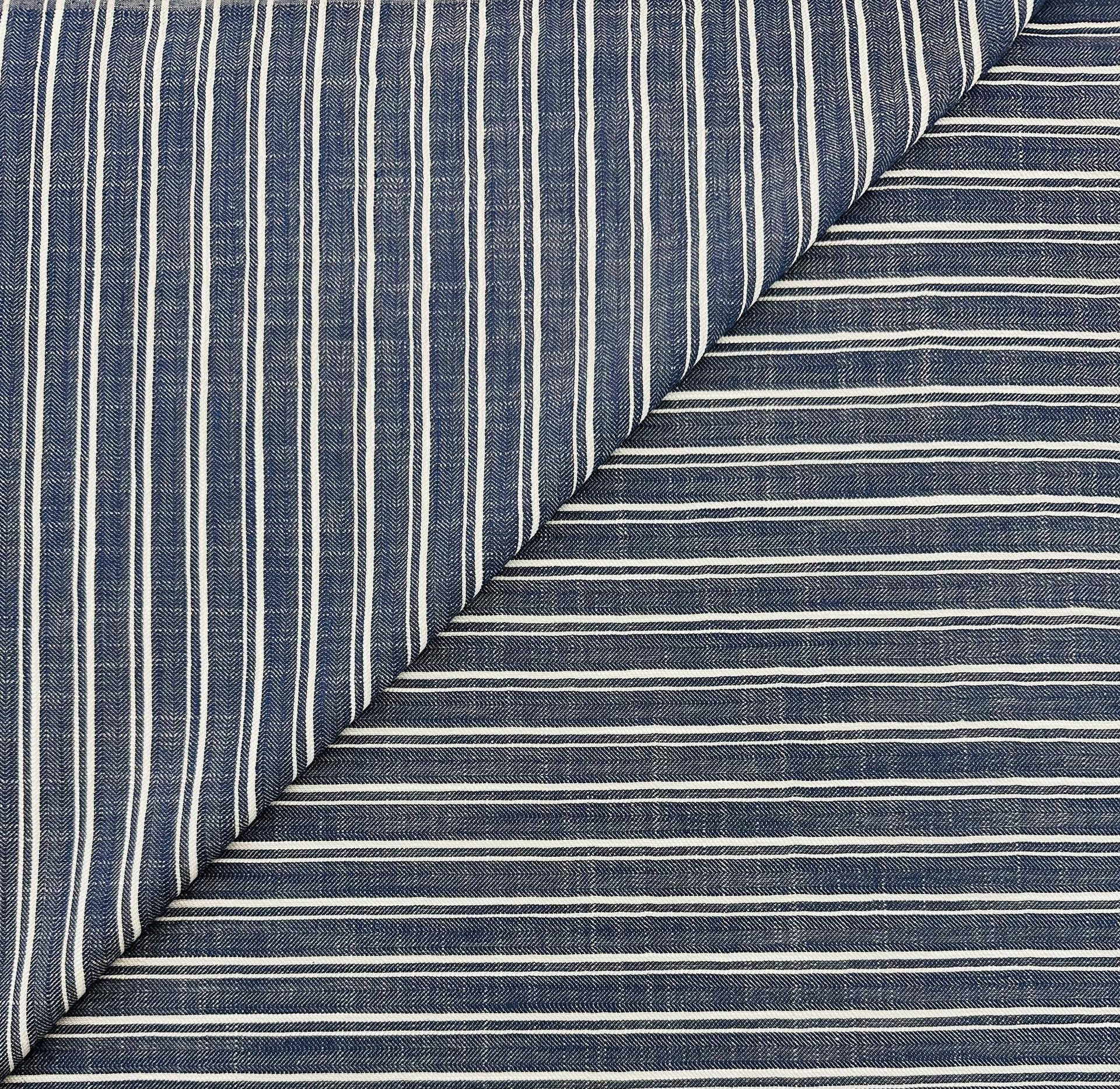 Sustainable Cotton Dobby Stripe in Indigo