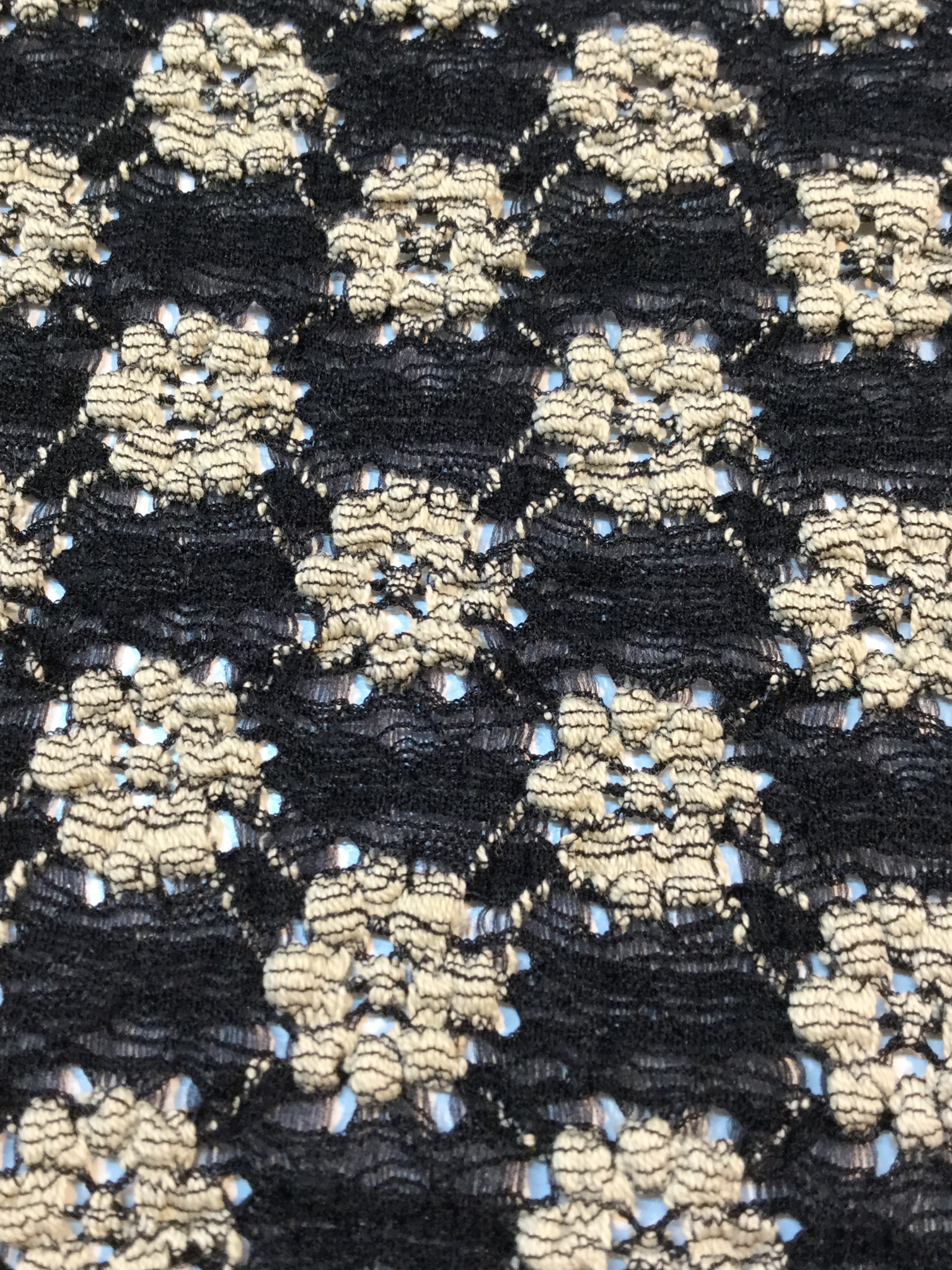 Strech Lace in Black & Cream Flowers
