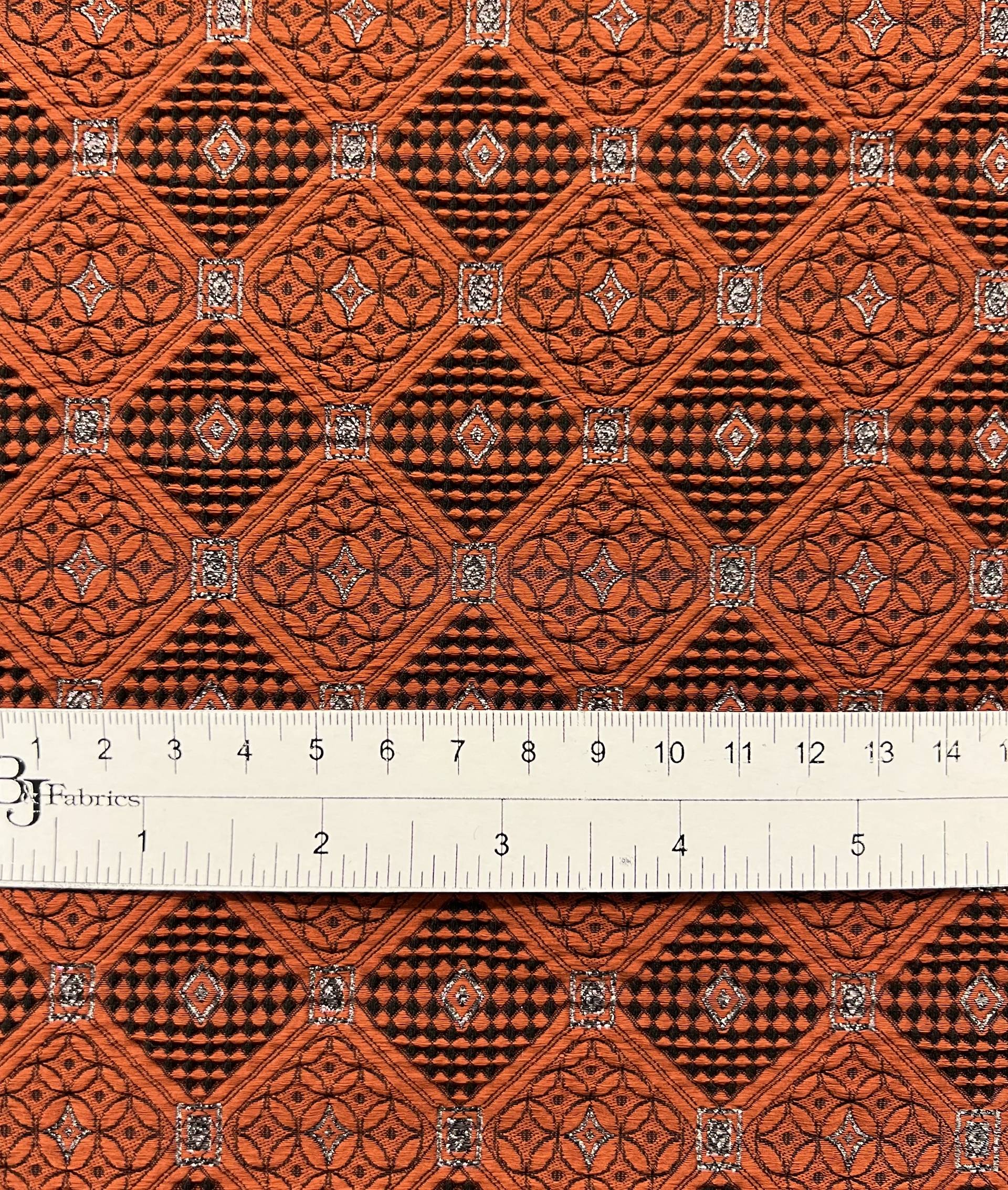 Stretch Geometric Polyester Metallic Brocade