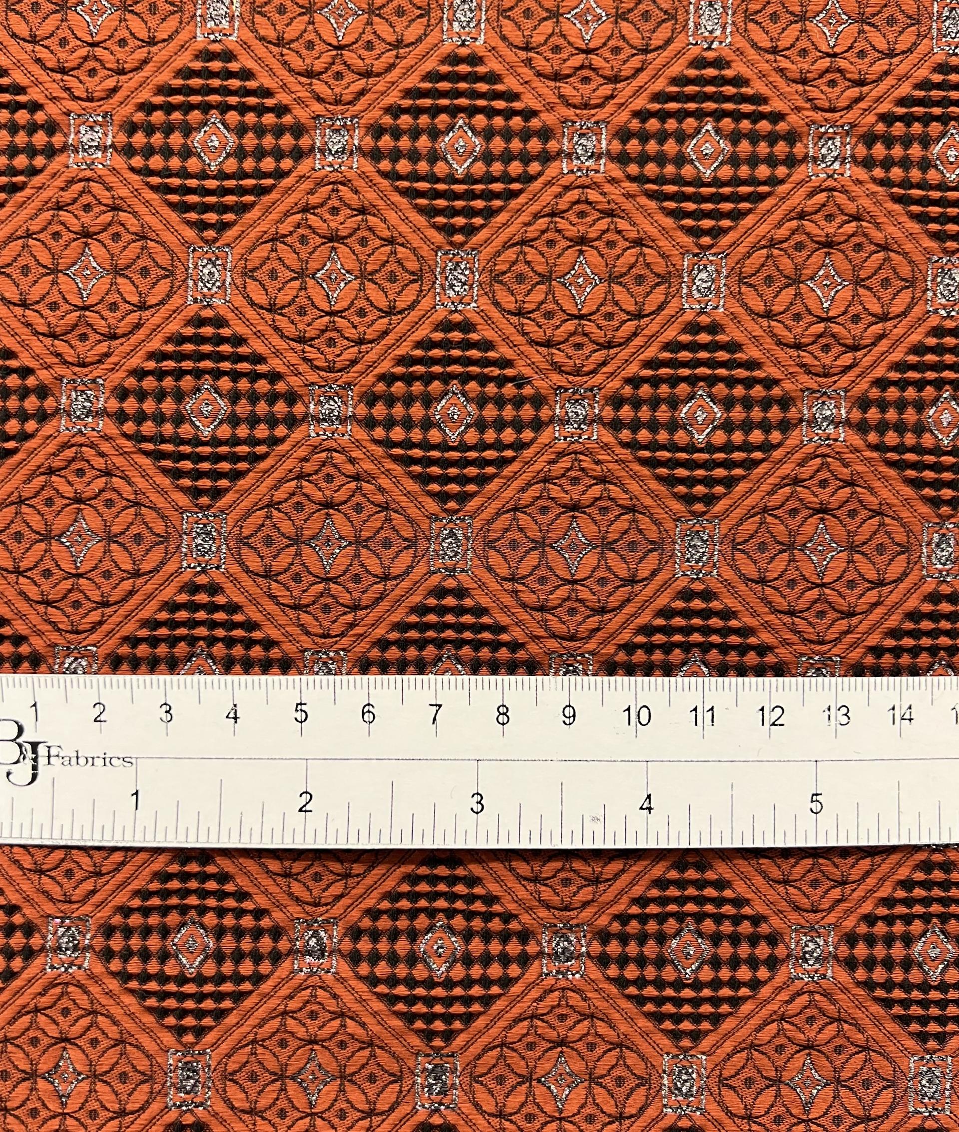 Stretch Geometric Polyester Metallic Brocade