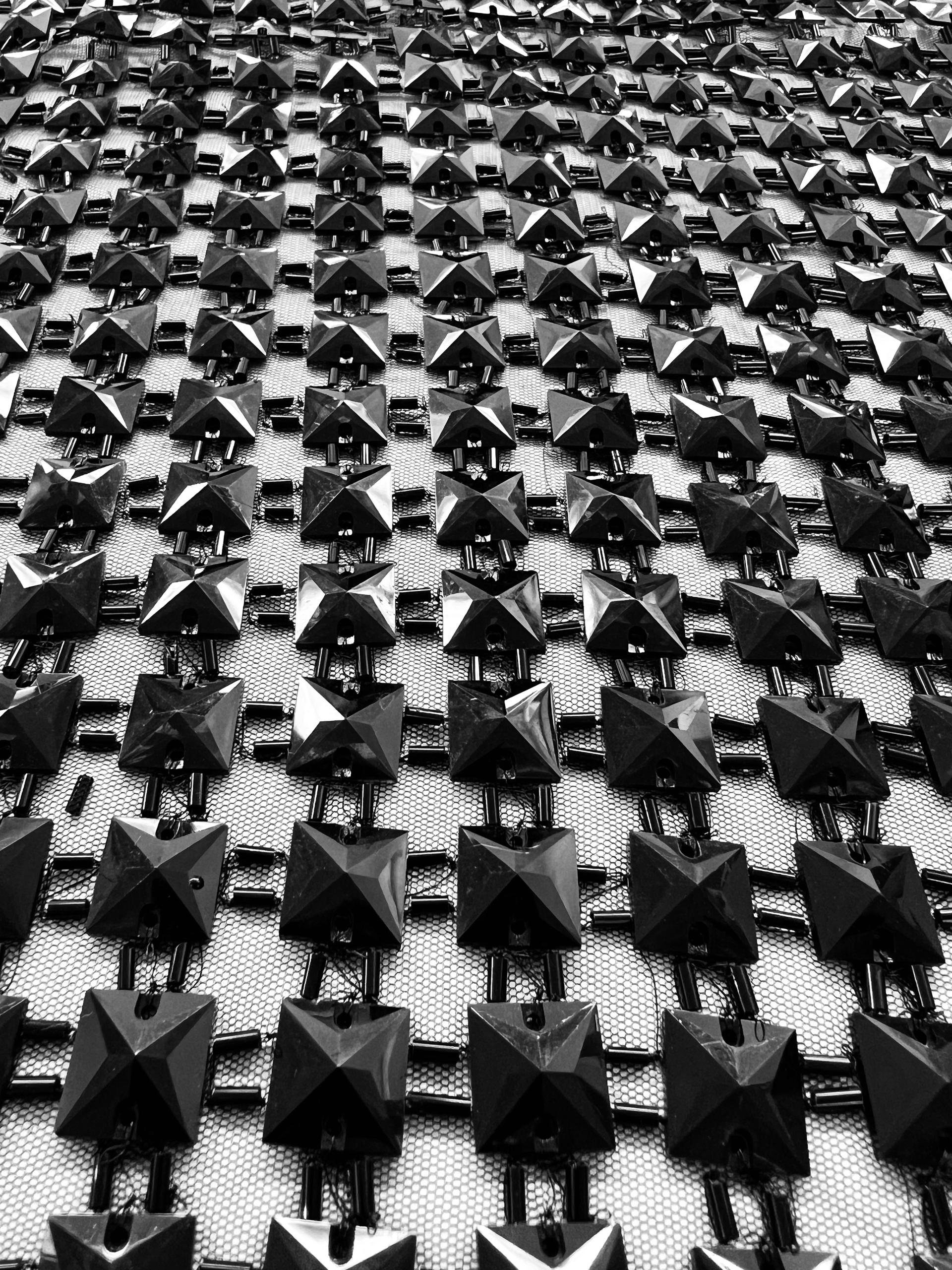 Hand Sewn Square Crystal on Tulle in Black