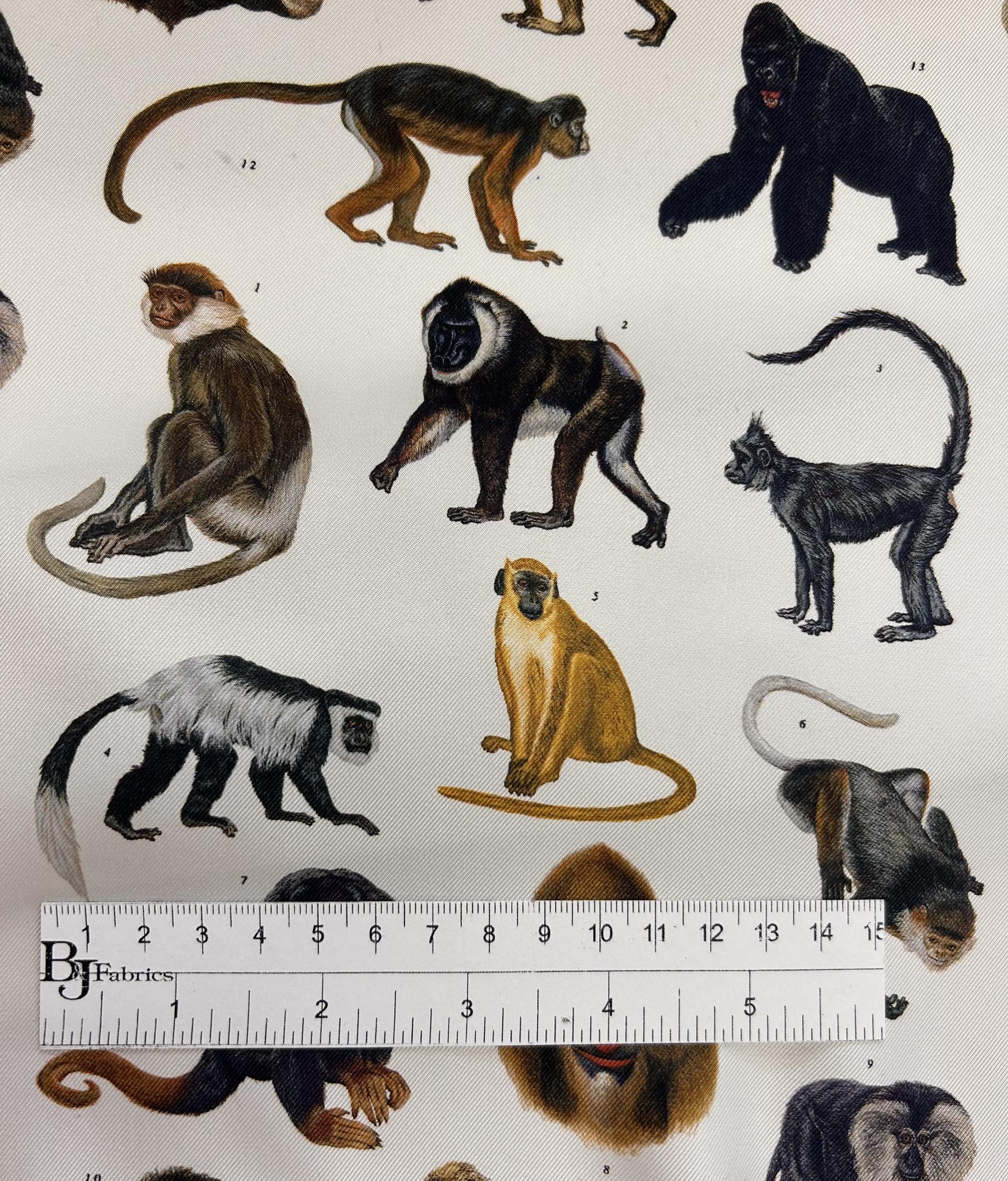 Printed Silk Twill with Various Primates