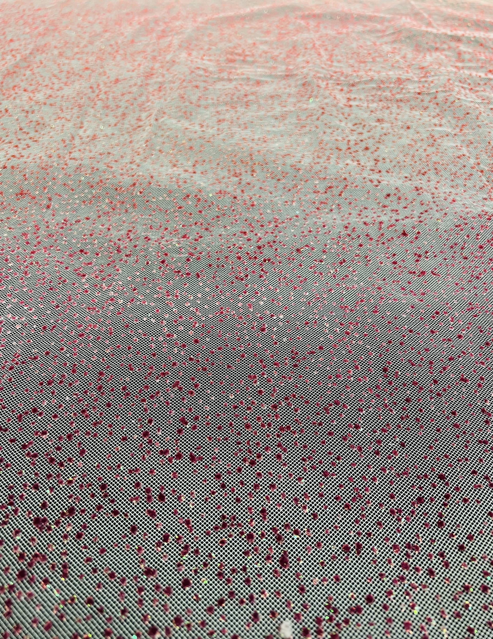 Ombré Glittered Flocked Tulle