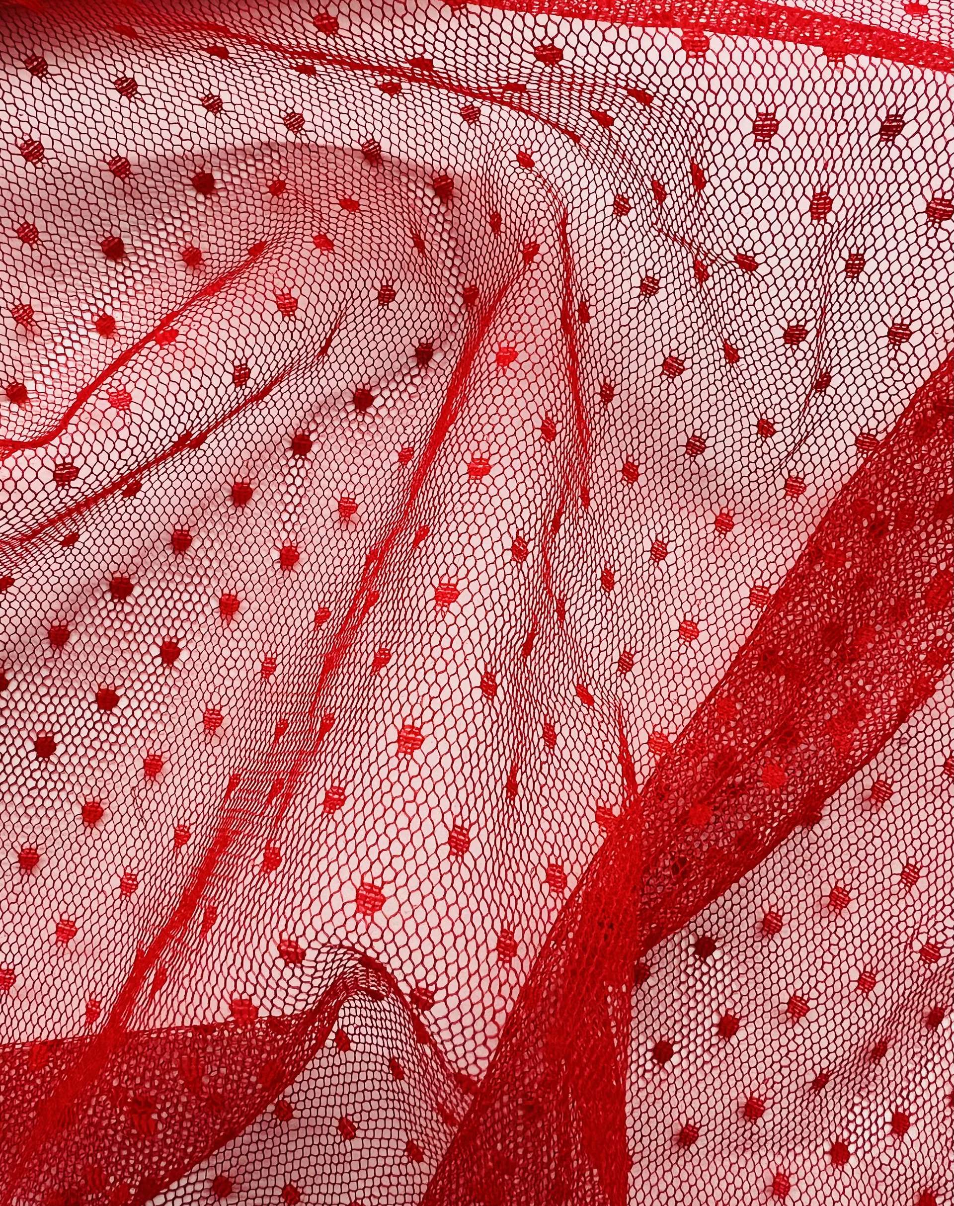 Nylon Point D'esprit Red