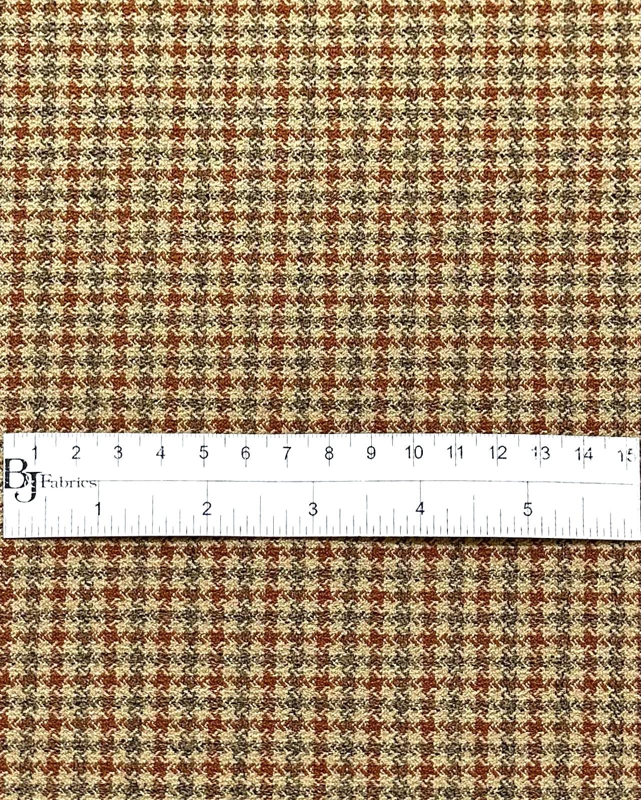 Japanese Polyester Dyed Twill Houndstooth in Rust Grey