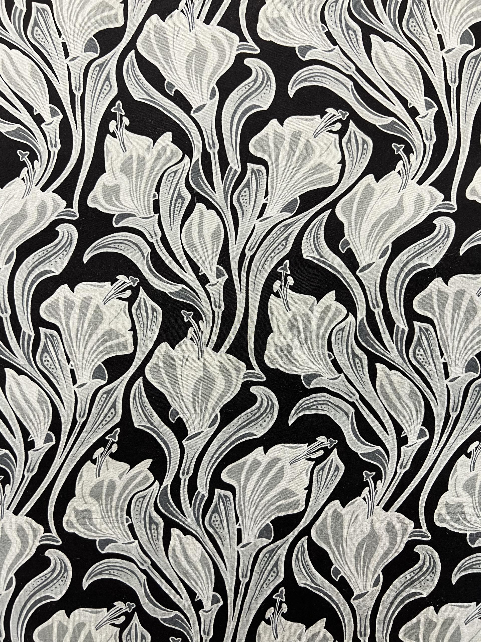 Printed Silk Chiffon in Black & White
