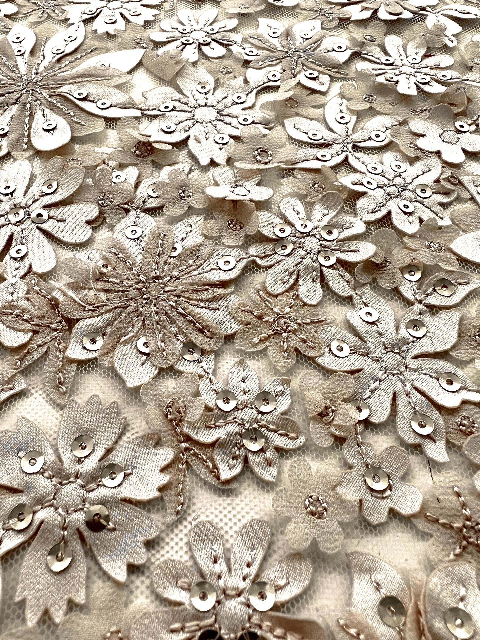 Appliquéd Tulle in Champagne
