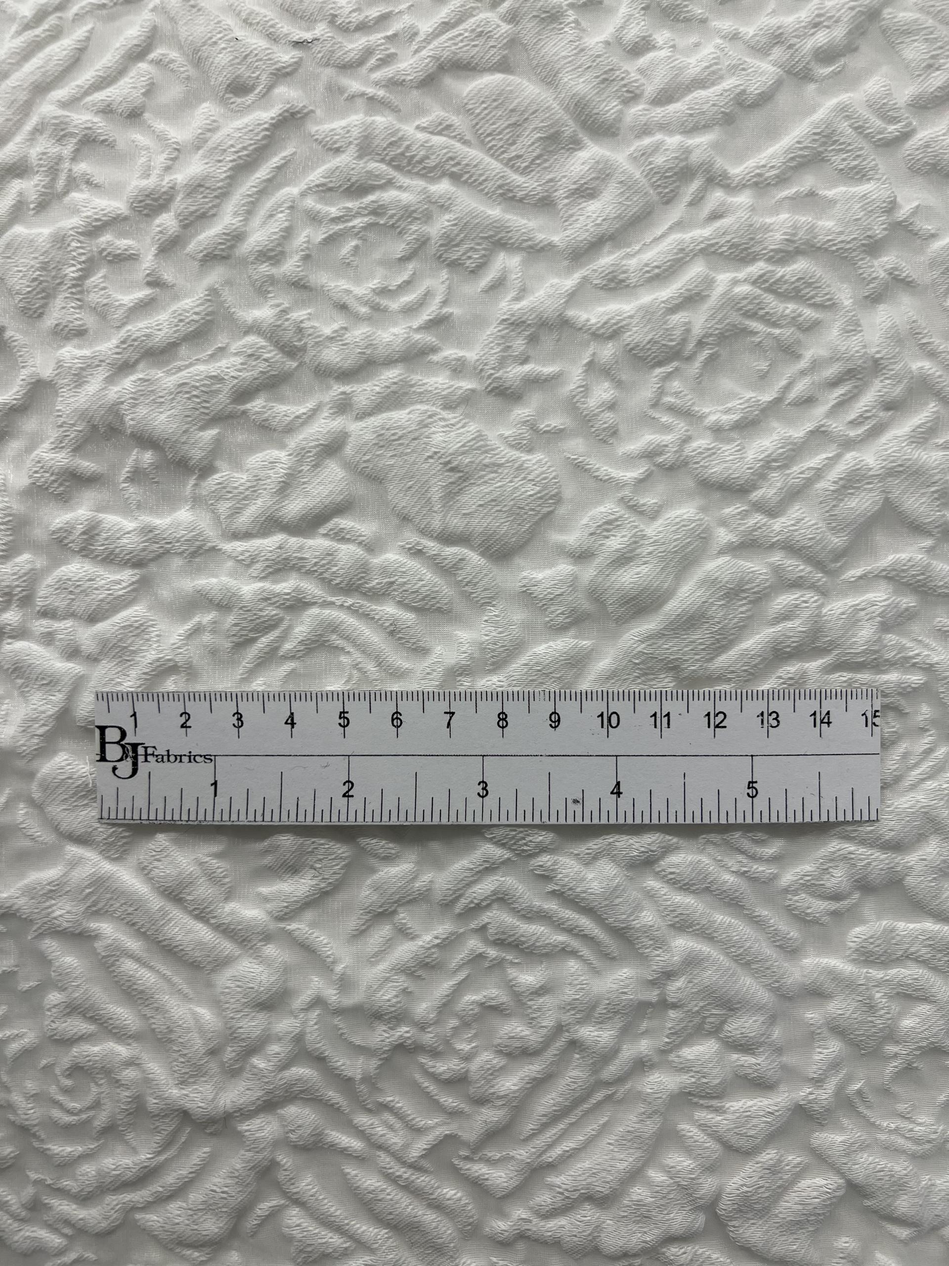 Cotton & Nylon Cloqué in White