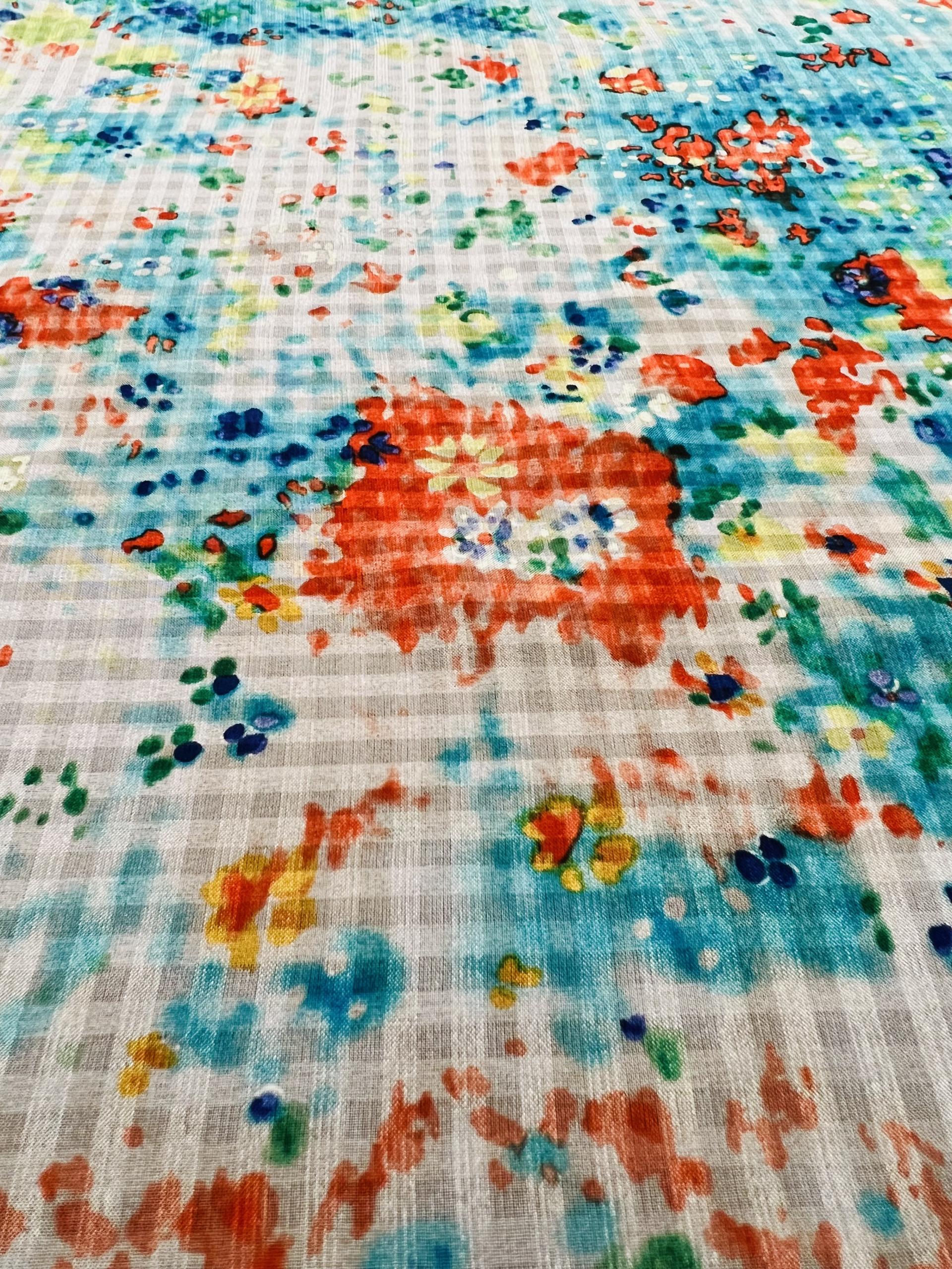 Pure Silk Printed Shadow Check