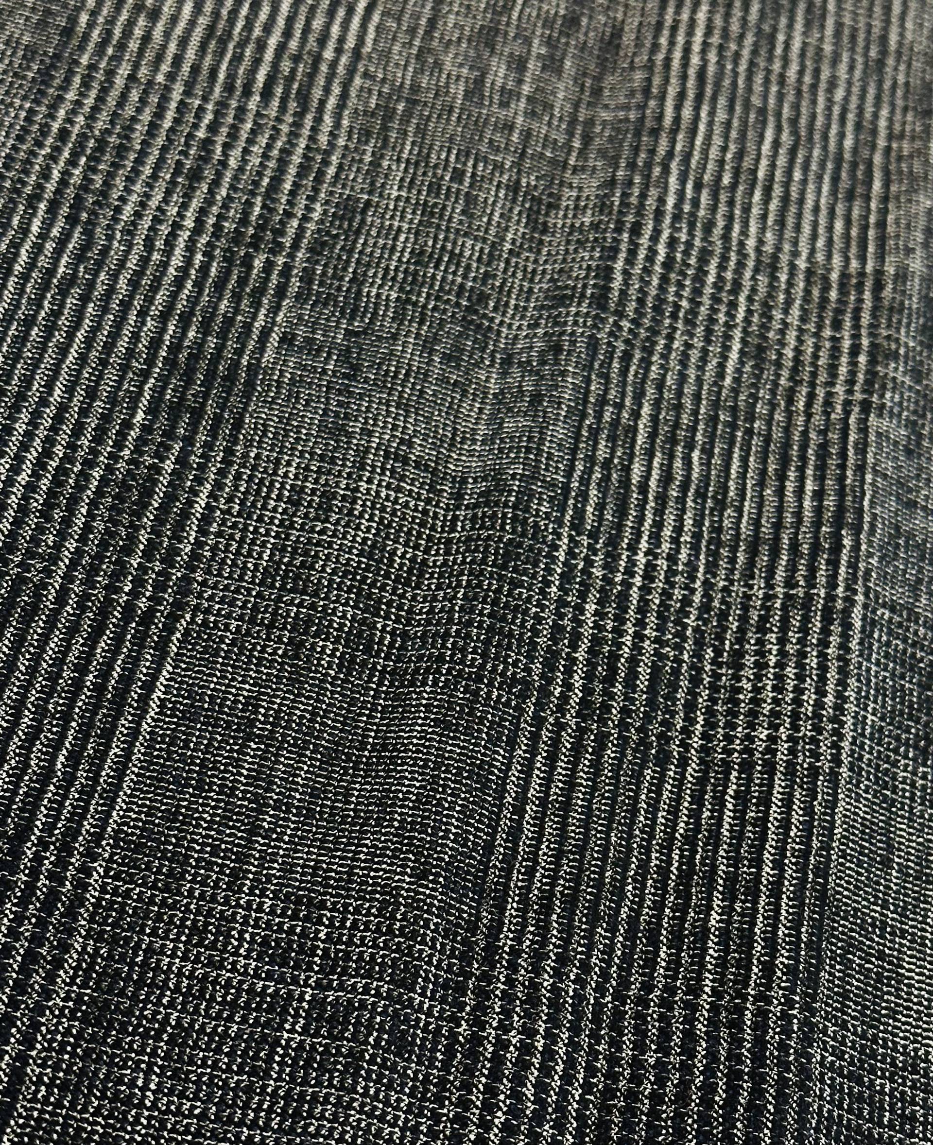 Italian Wool Poly Lycra Plaid Suiting in Black Navy