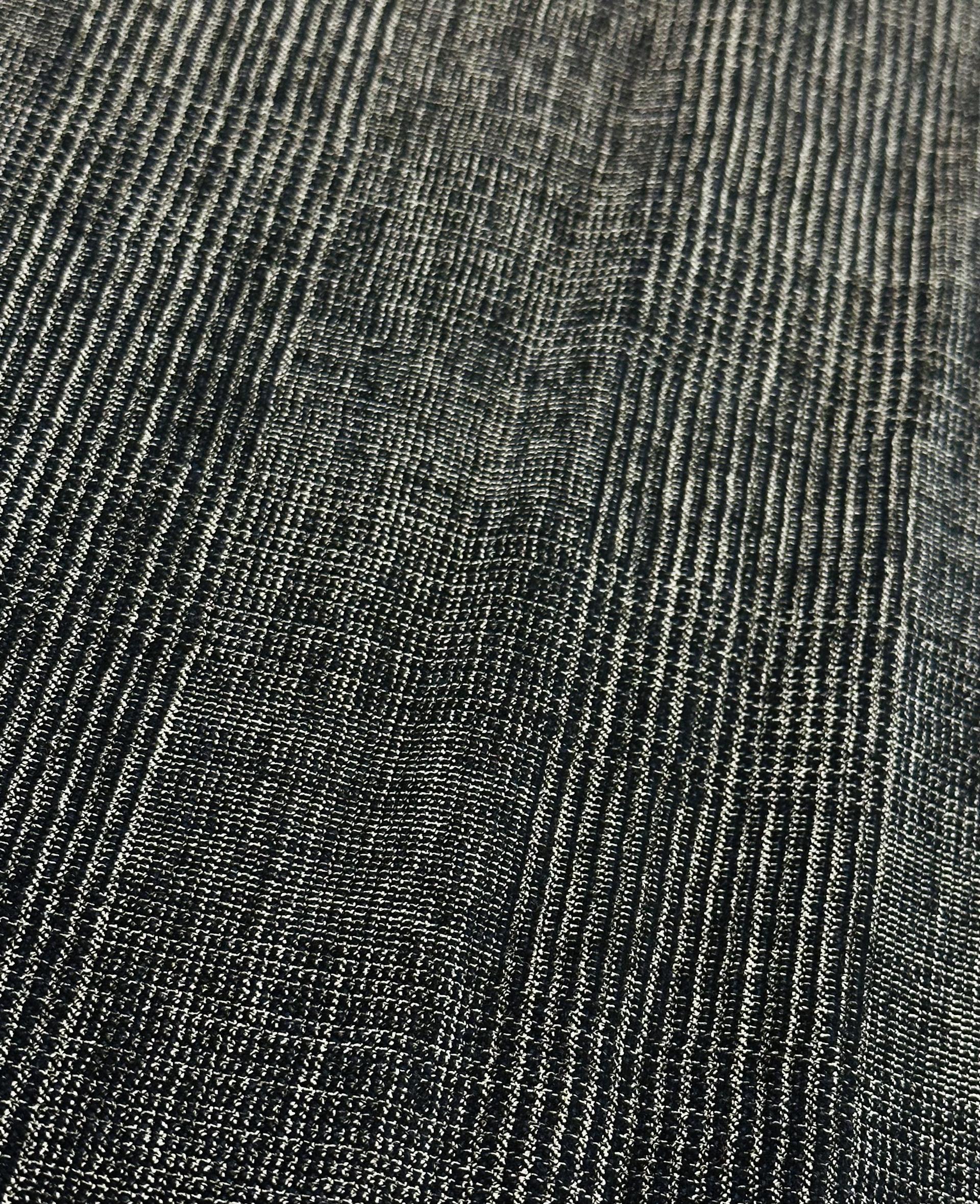 Italian Wool Poly Lycra Plaid Suiting in Black Navy