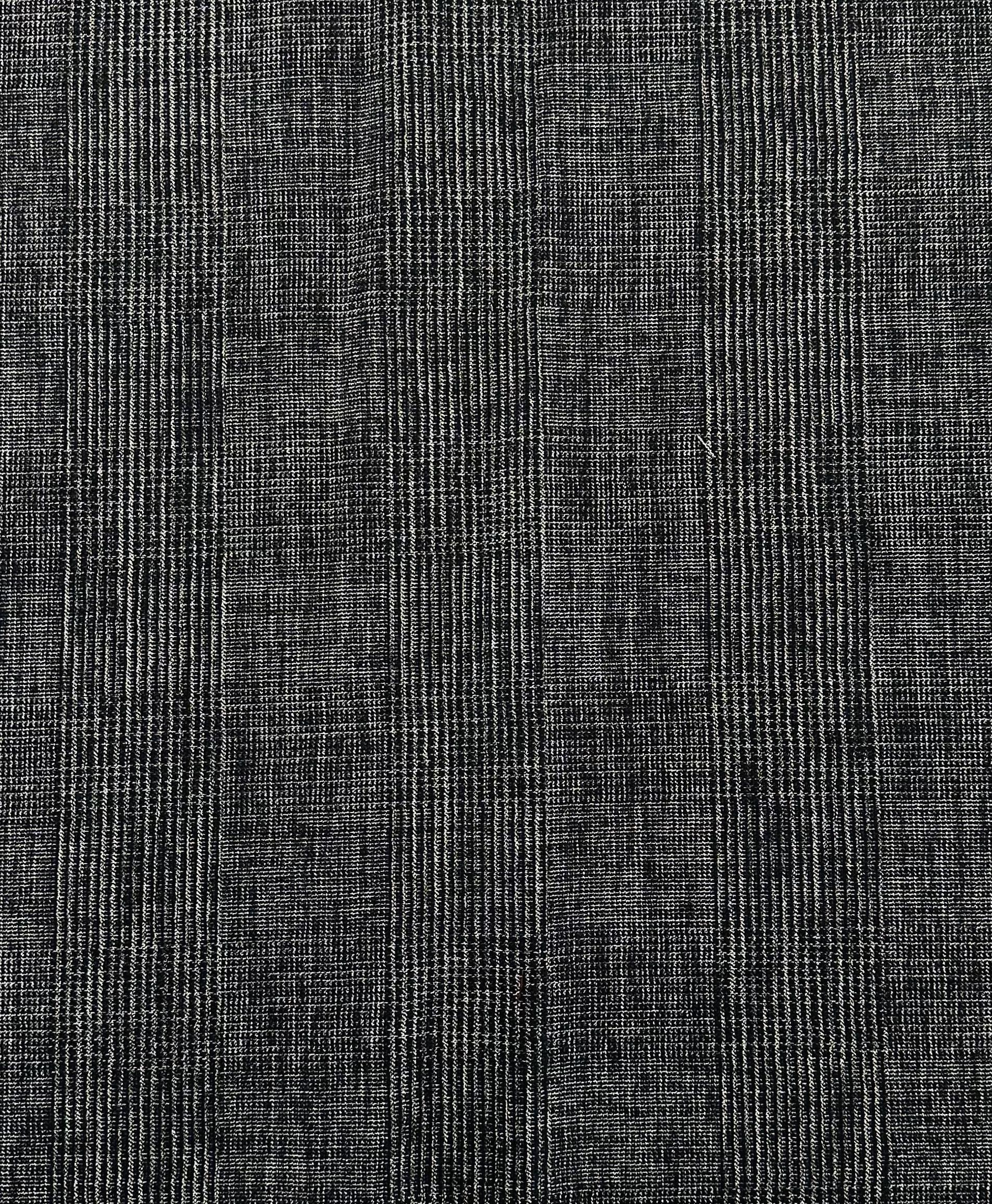 Italian Wool Poly Lycra Plaid Suiting in Black Navy