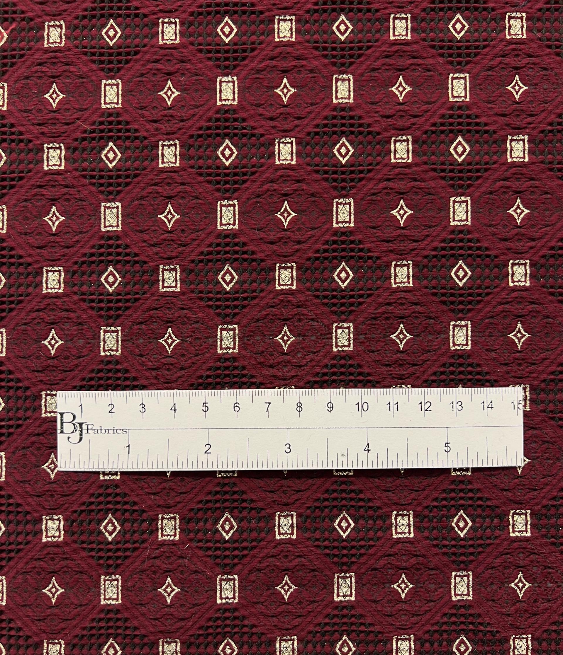 Stretch Geometric Polyester Metallic Brocade