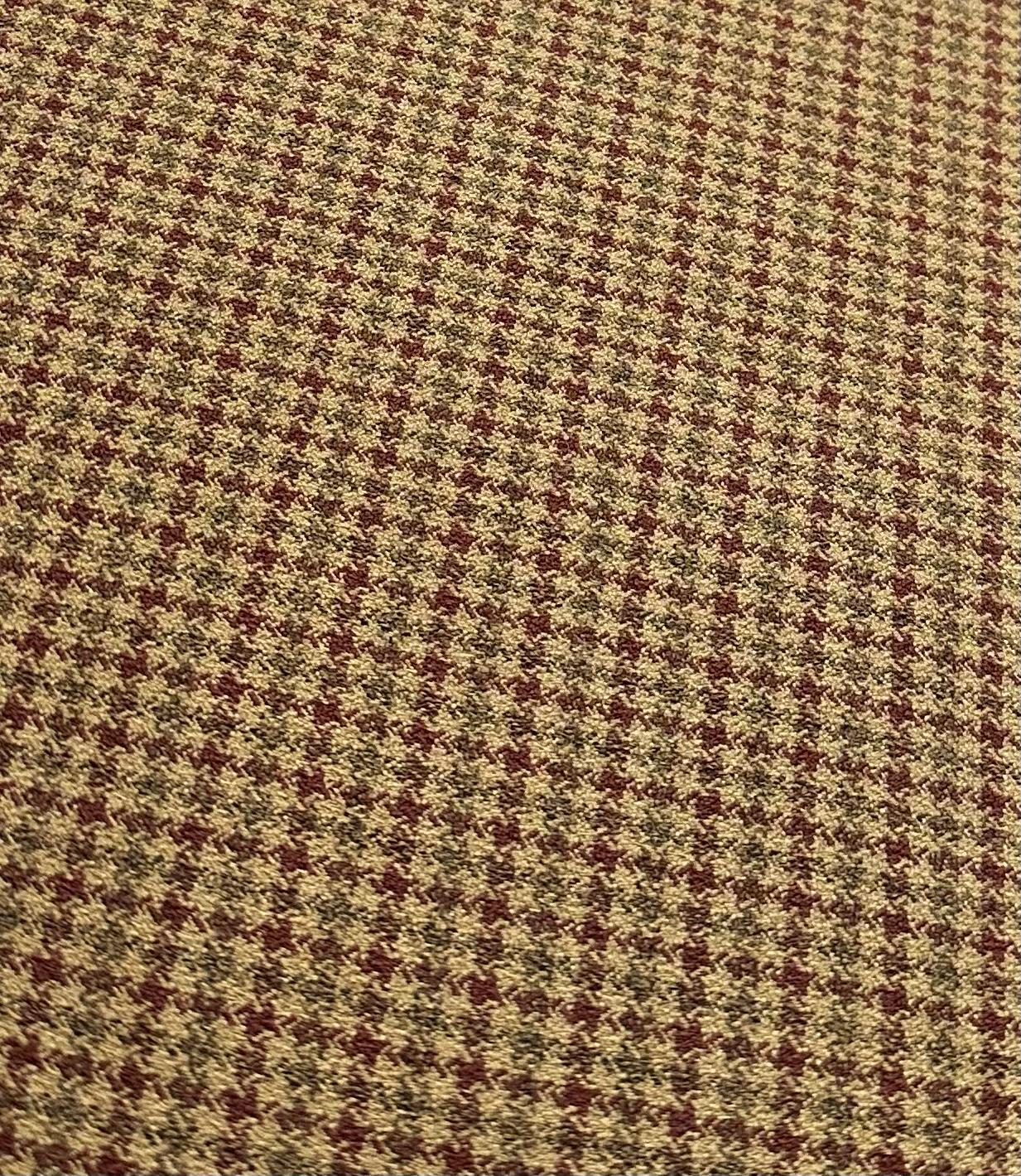 Japanese Polyester Dyed Twill Houndstooth in Mocha and Burgundy