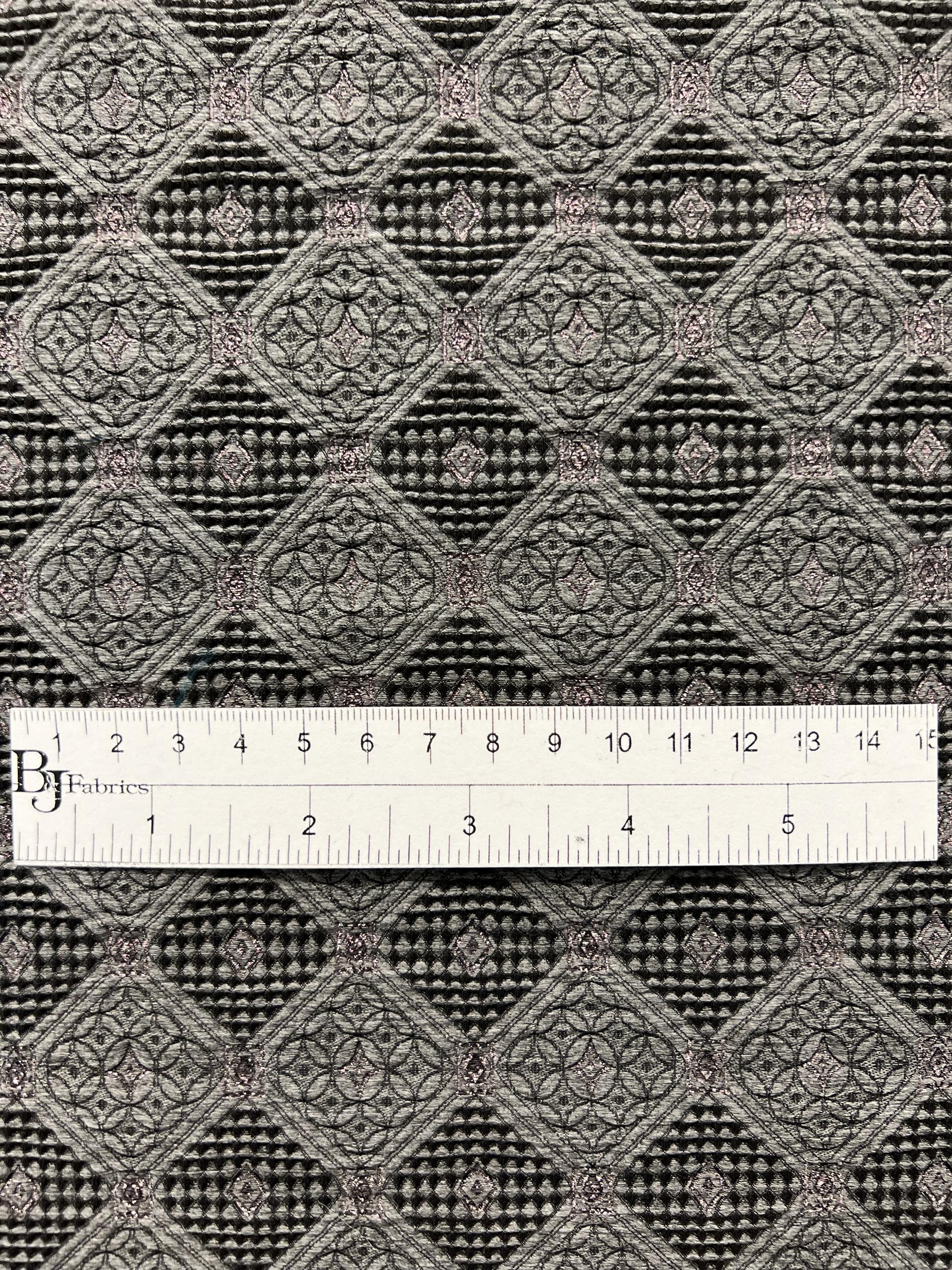 Stretch Geometric Polyester Metallic Brocade