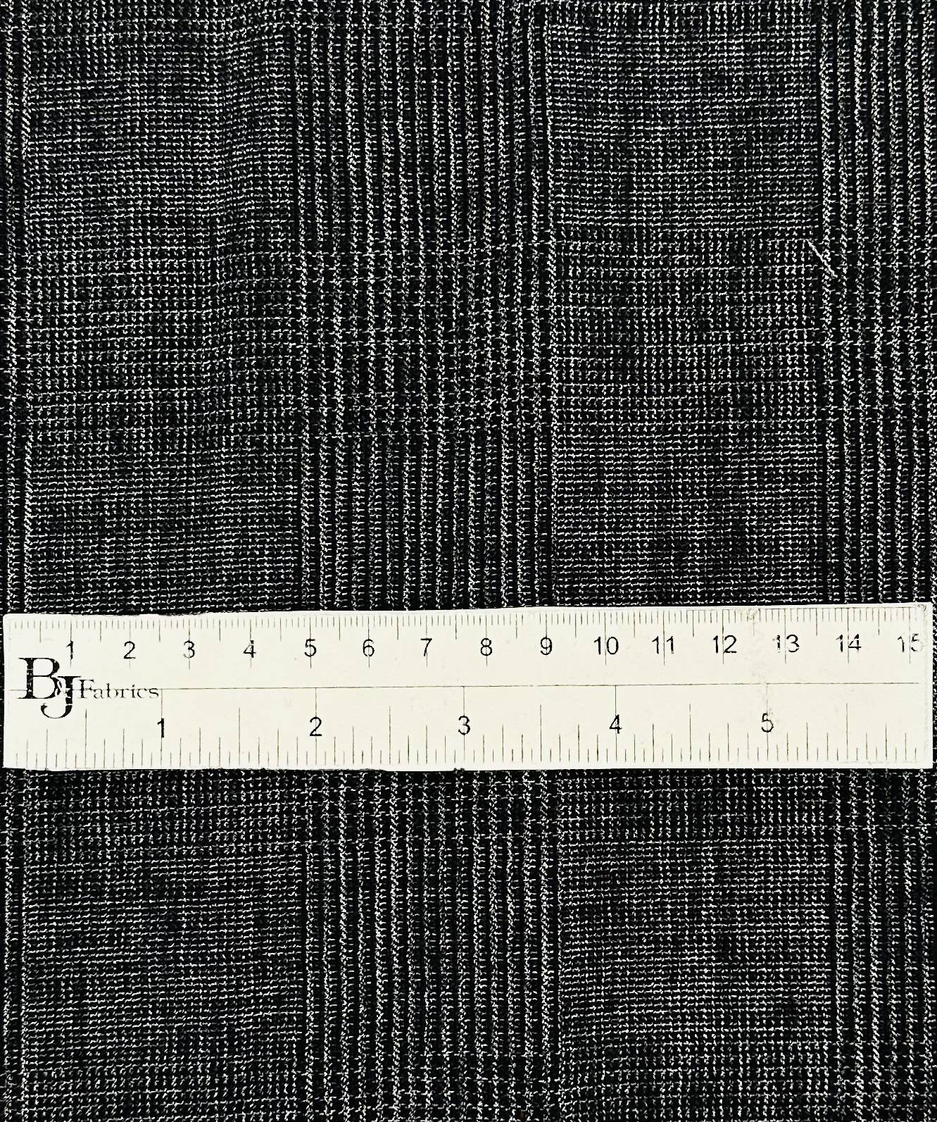 Italian Wool Poly Lycra Plaid Suiting in Black Navy