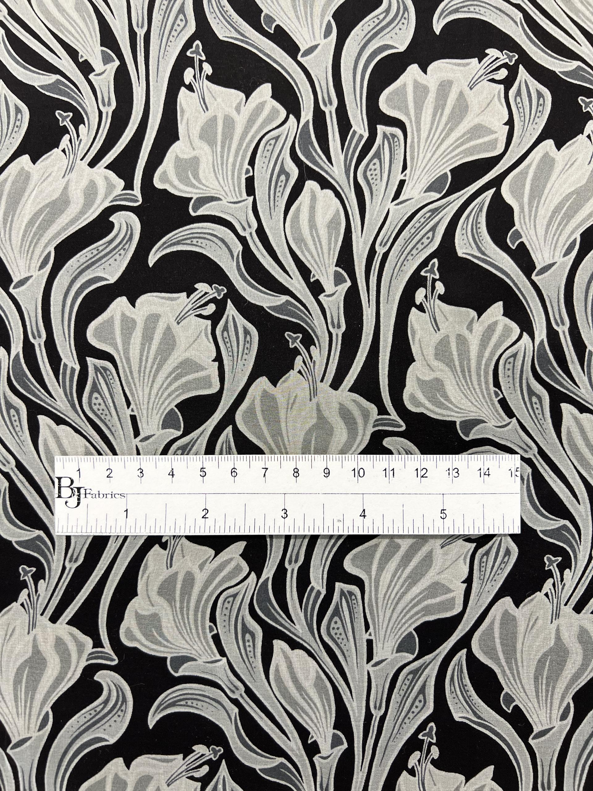 Printed Silk Chiffon in Black & White