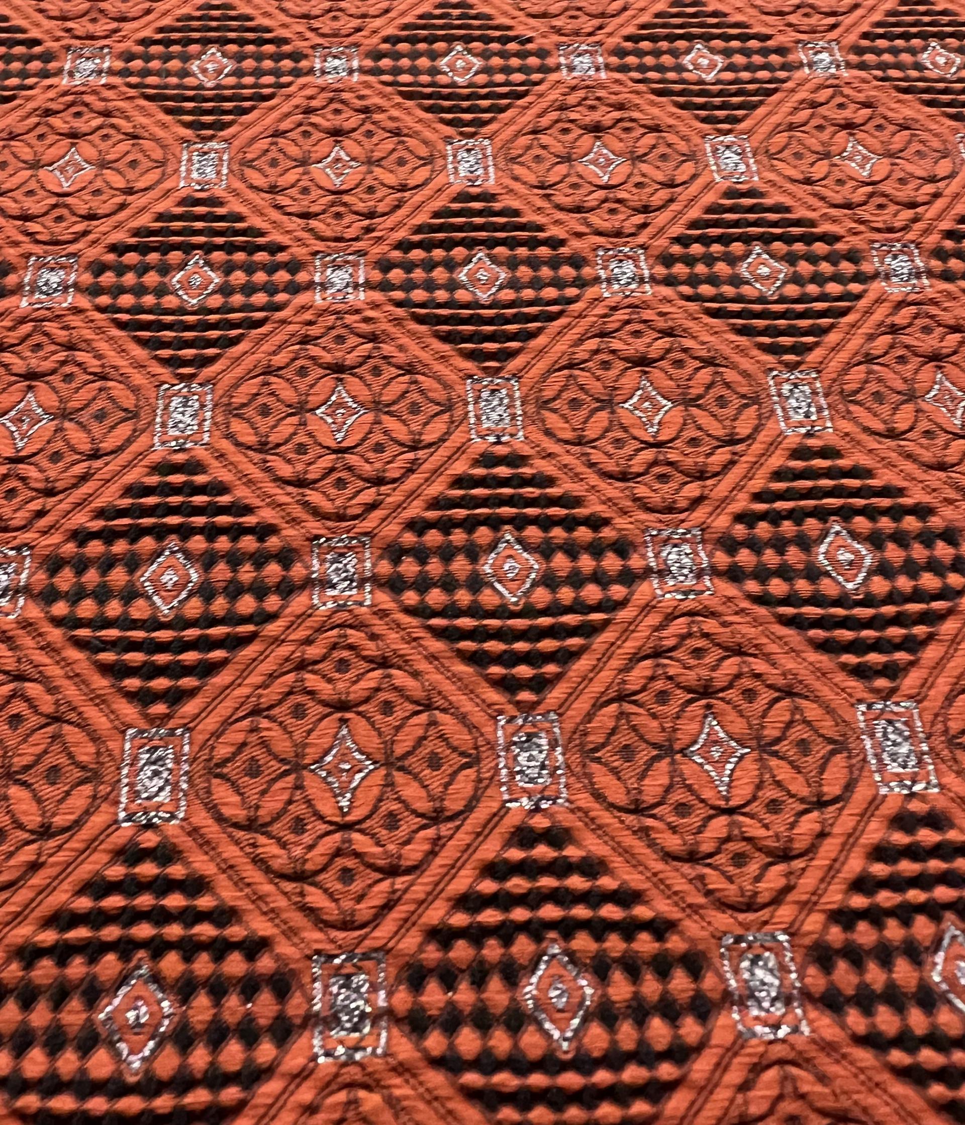 Stretch Geometric Polyester Metallic Brocade