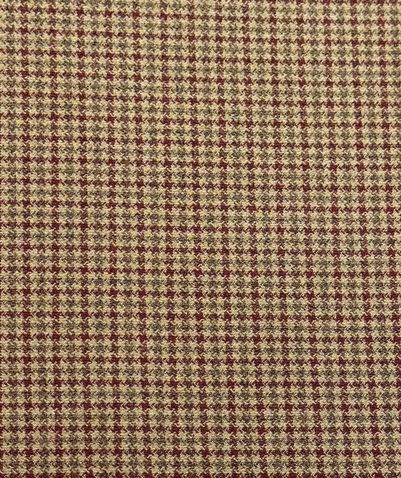 Japanese Polyester Dyed Twill Houndstooth in Mocha and Burgundy