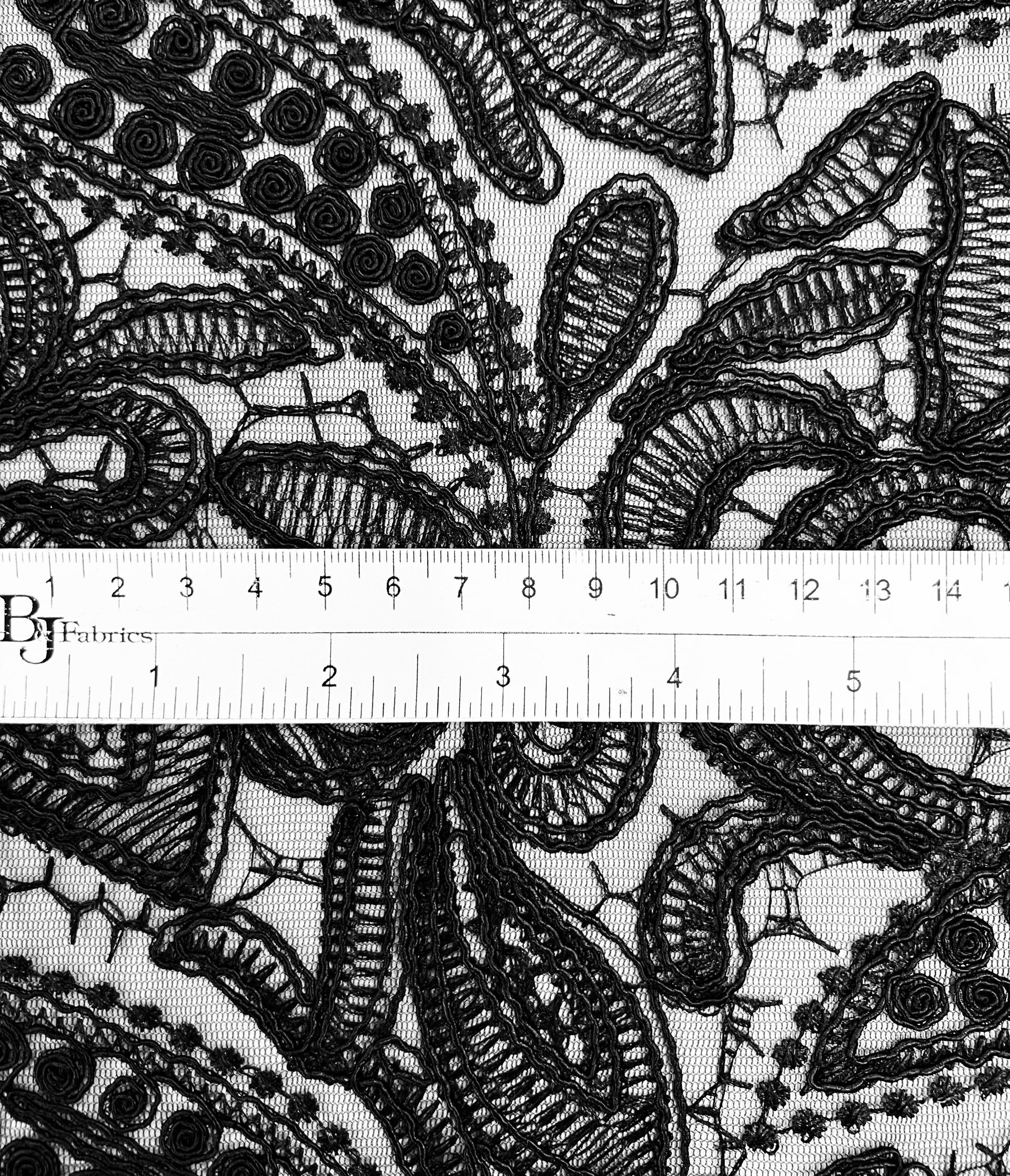 Embroidered Tulle in Black