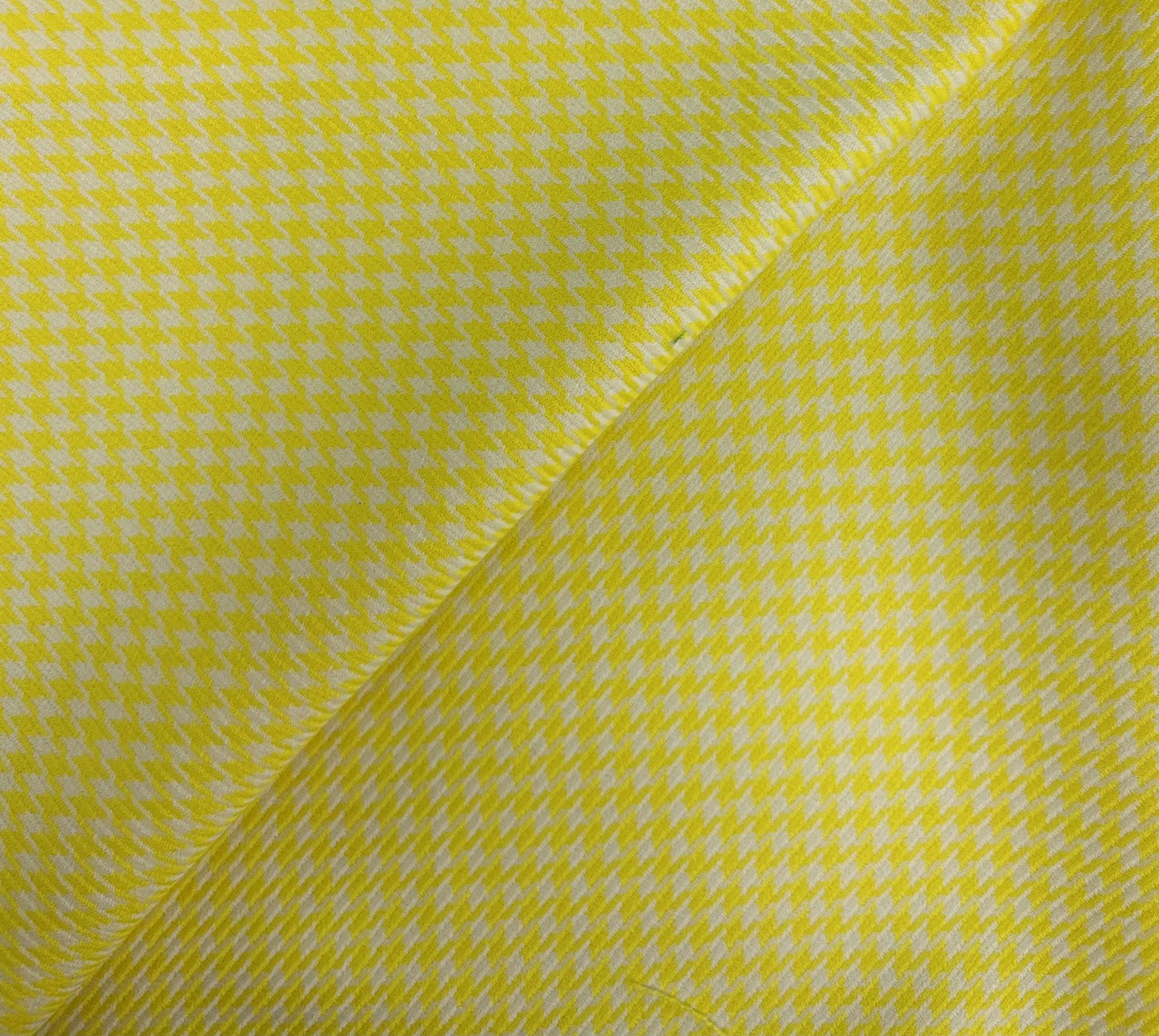 Italian Wool Houndstooth Suiting in Lemon Yellow
