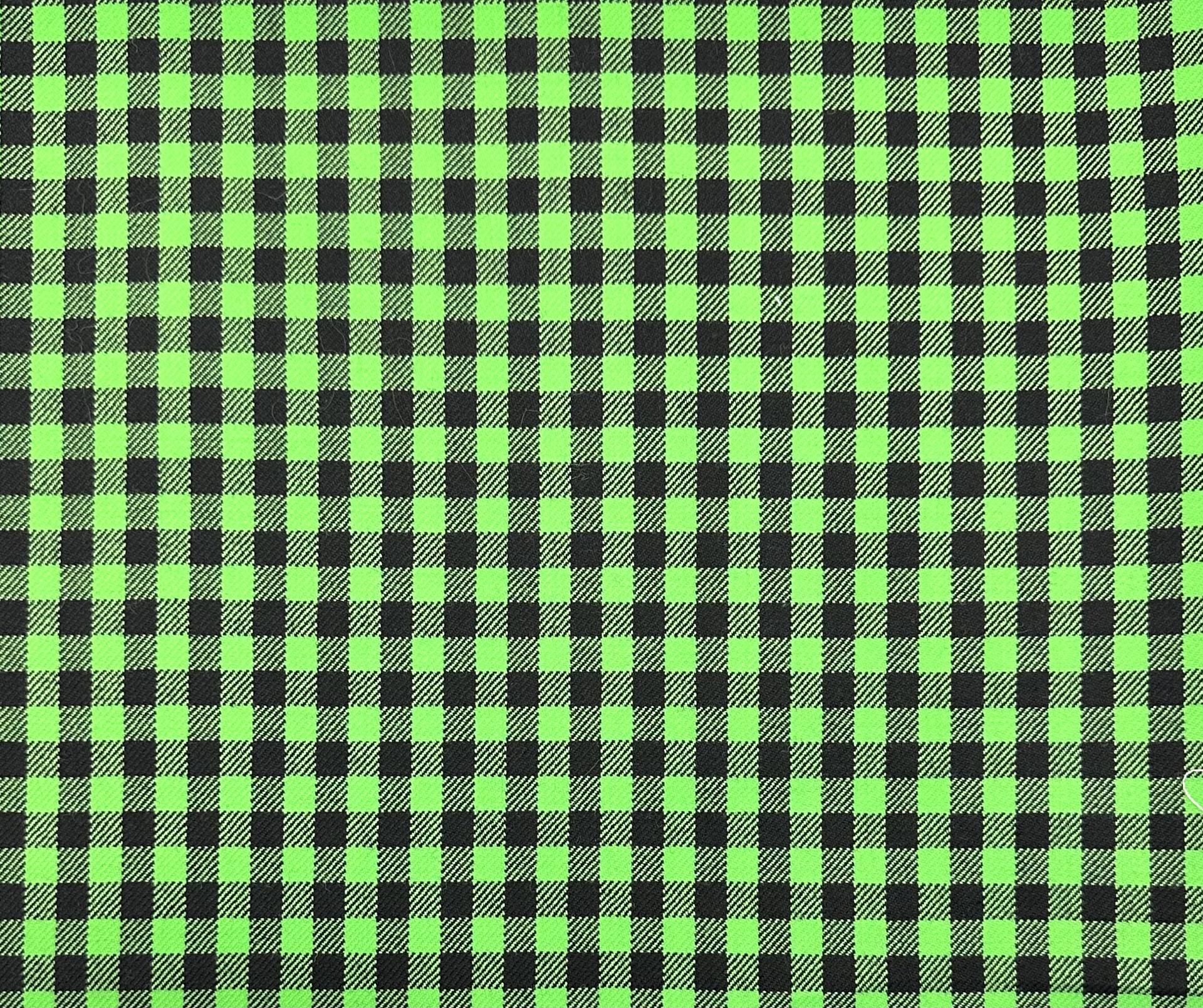 Italian Virgin Wool Check Suiting in Lime Black
