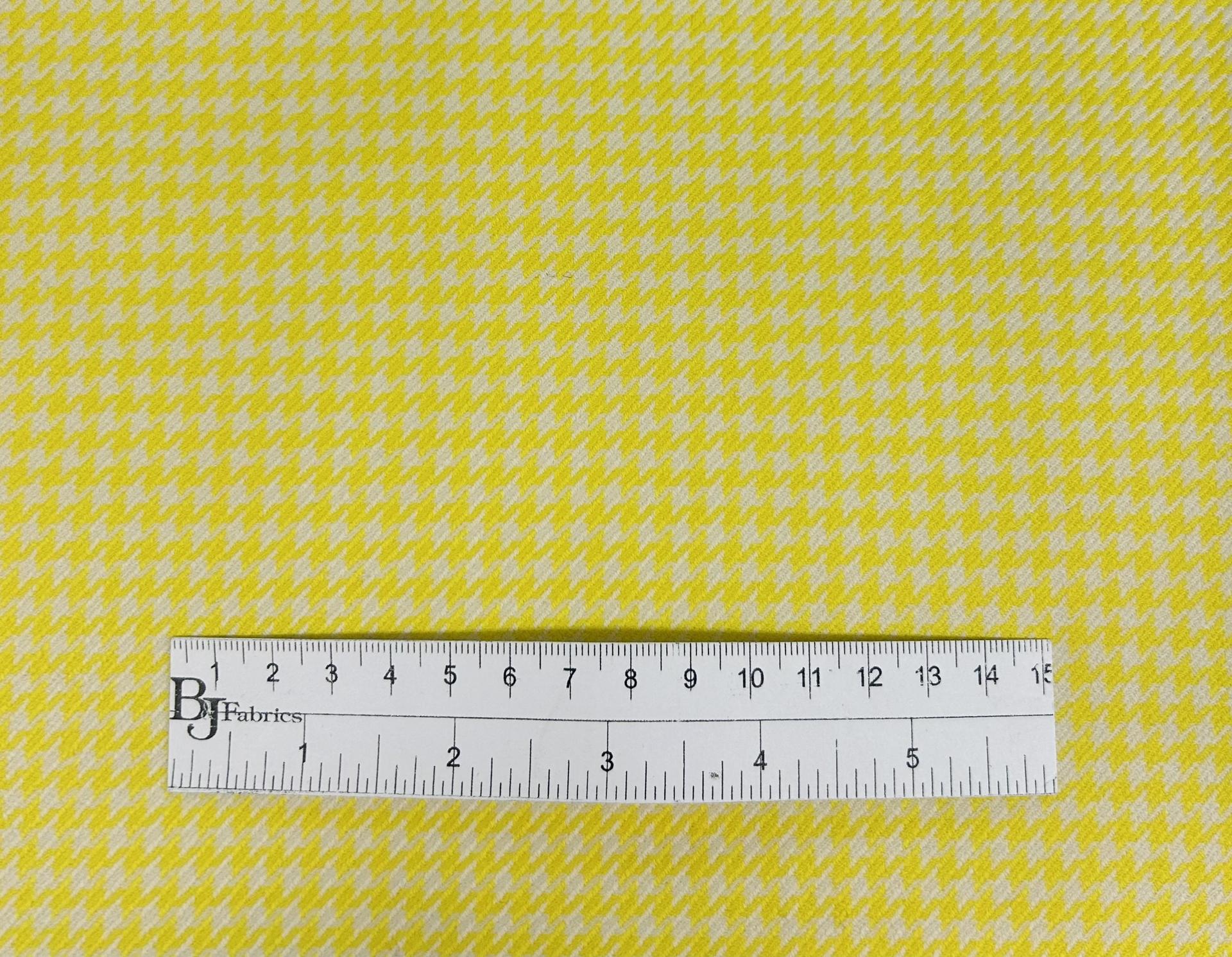Italian Wool Houndstooth Suiting in Lemon Yellow