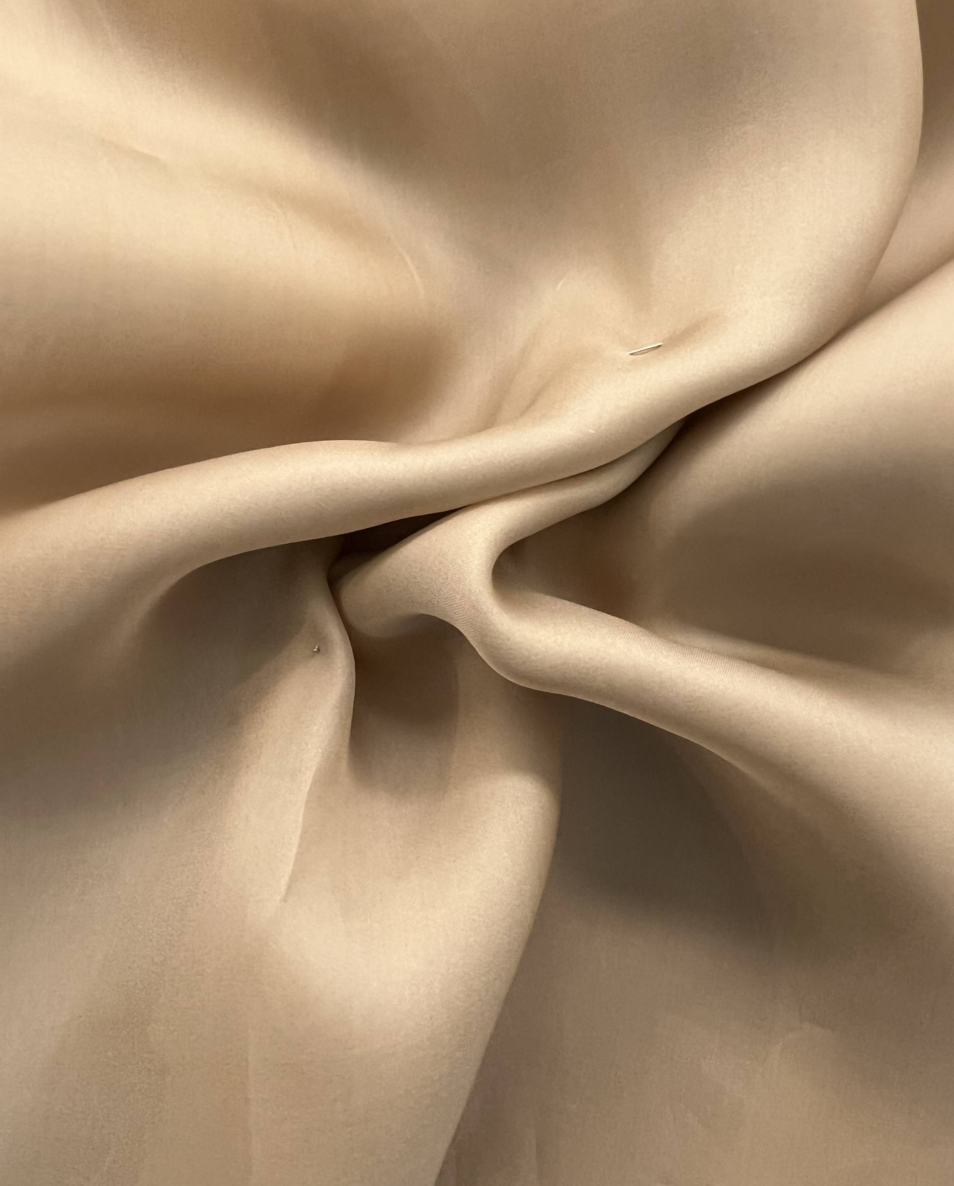 Pure silk Satin Organza in Tan