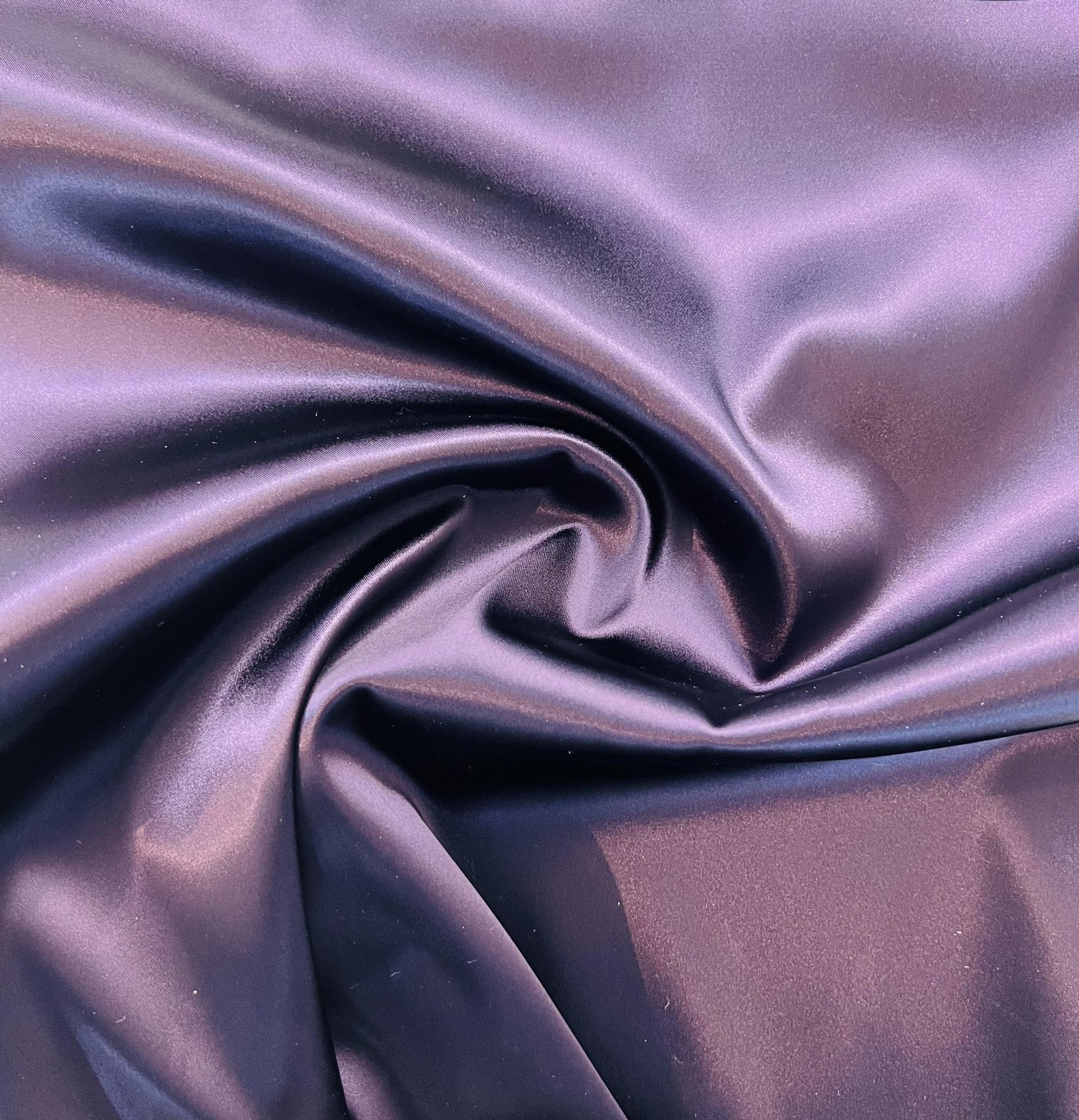 Italian Acetate Stretch Satin in Eggplant