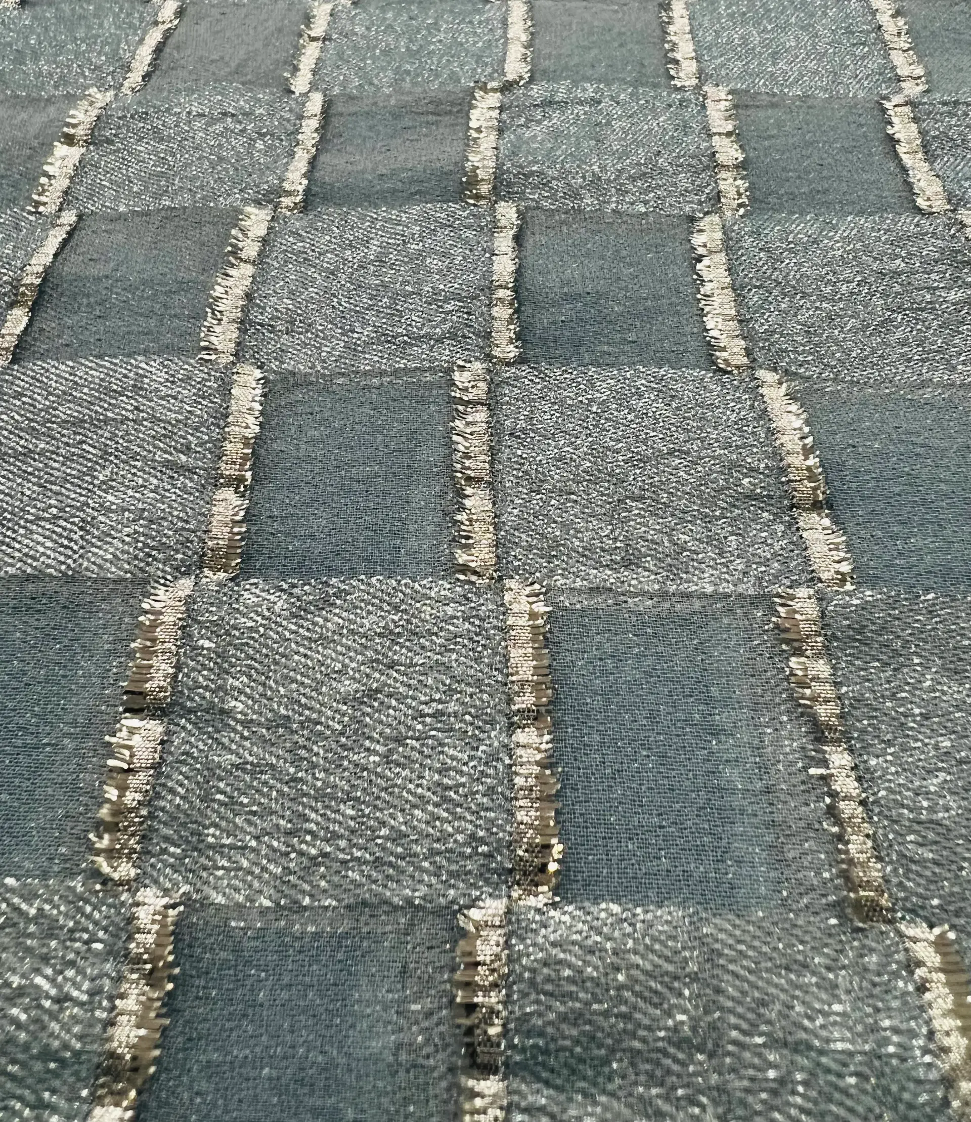 Silk and Lurex Fil Coupé Chiffon with Woven Checkered Pattern