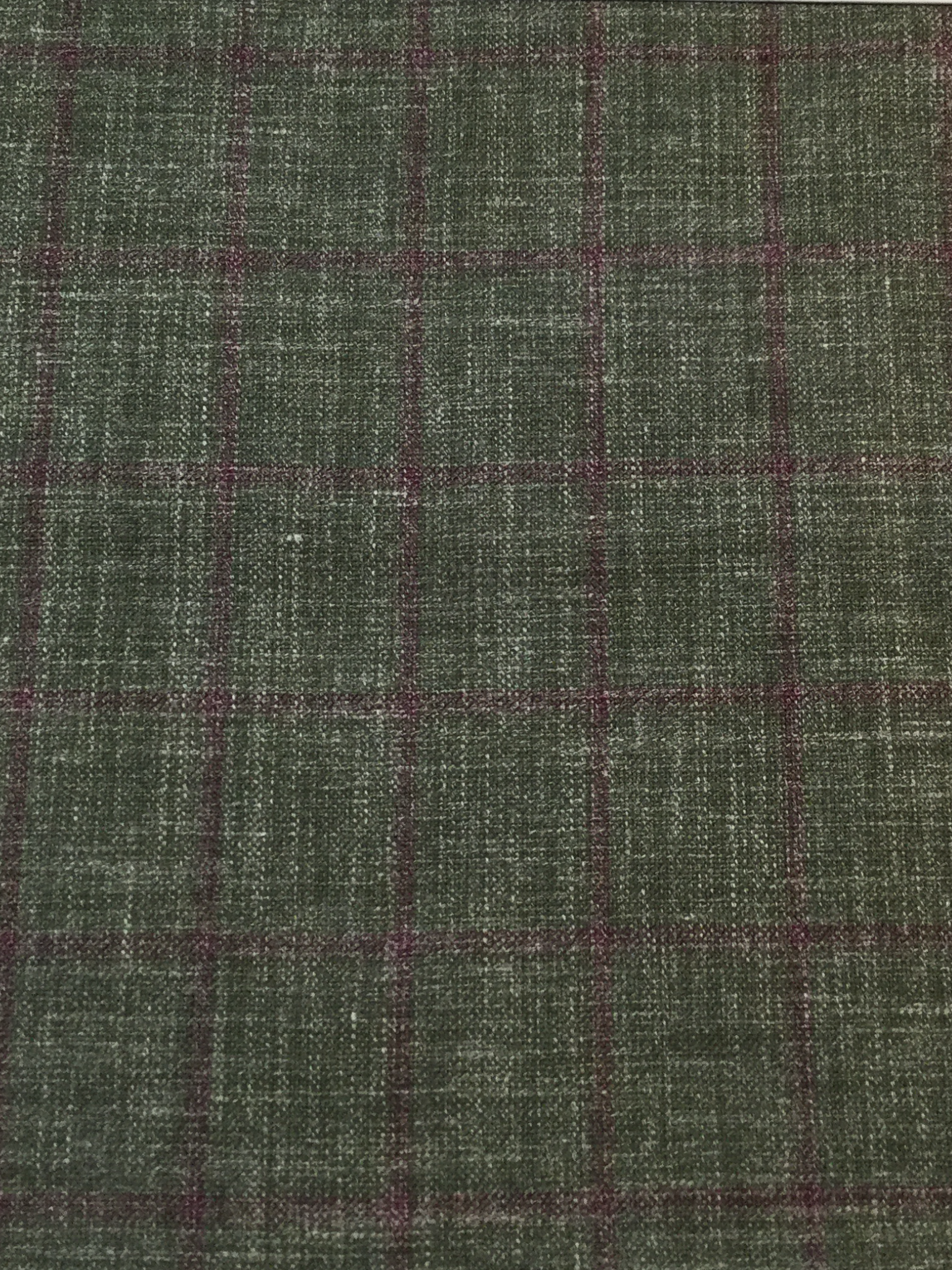 Italian Wool Silk Linen Windowpane in Dusty Sage