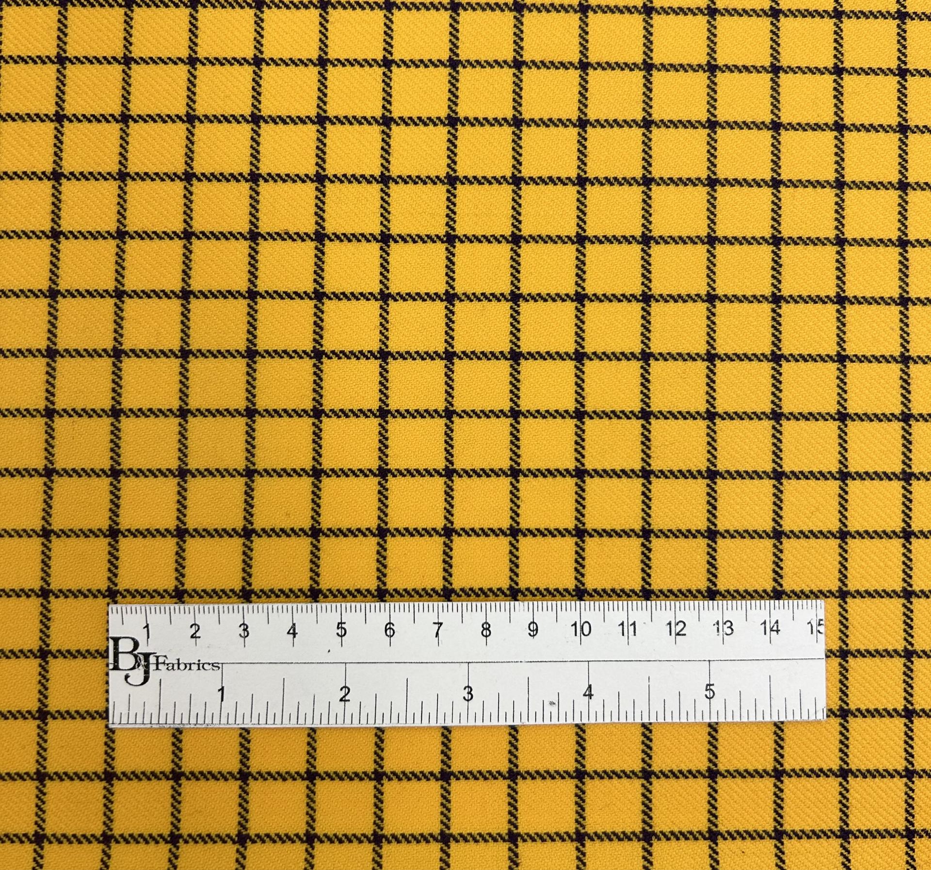 Italian Wool Windowpane Suiting in Yellow & Purple