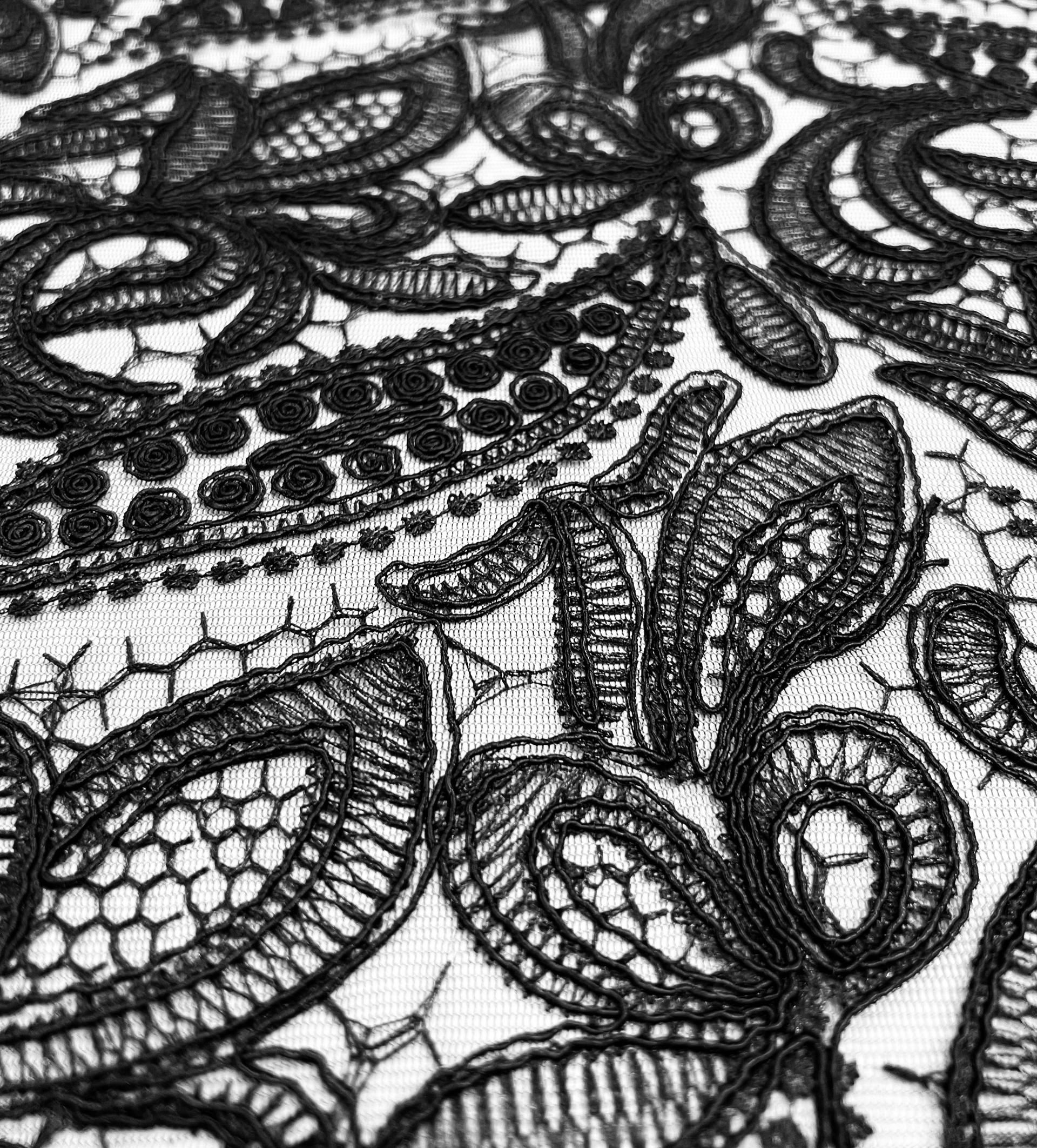 Embroidered Tulle in Black