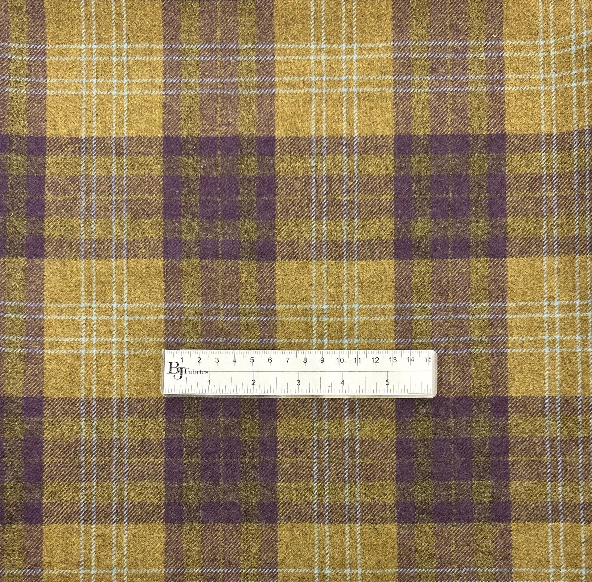 Italian Wool Plaid in Olive Purple