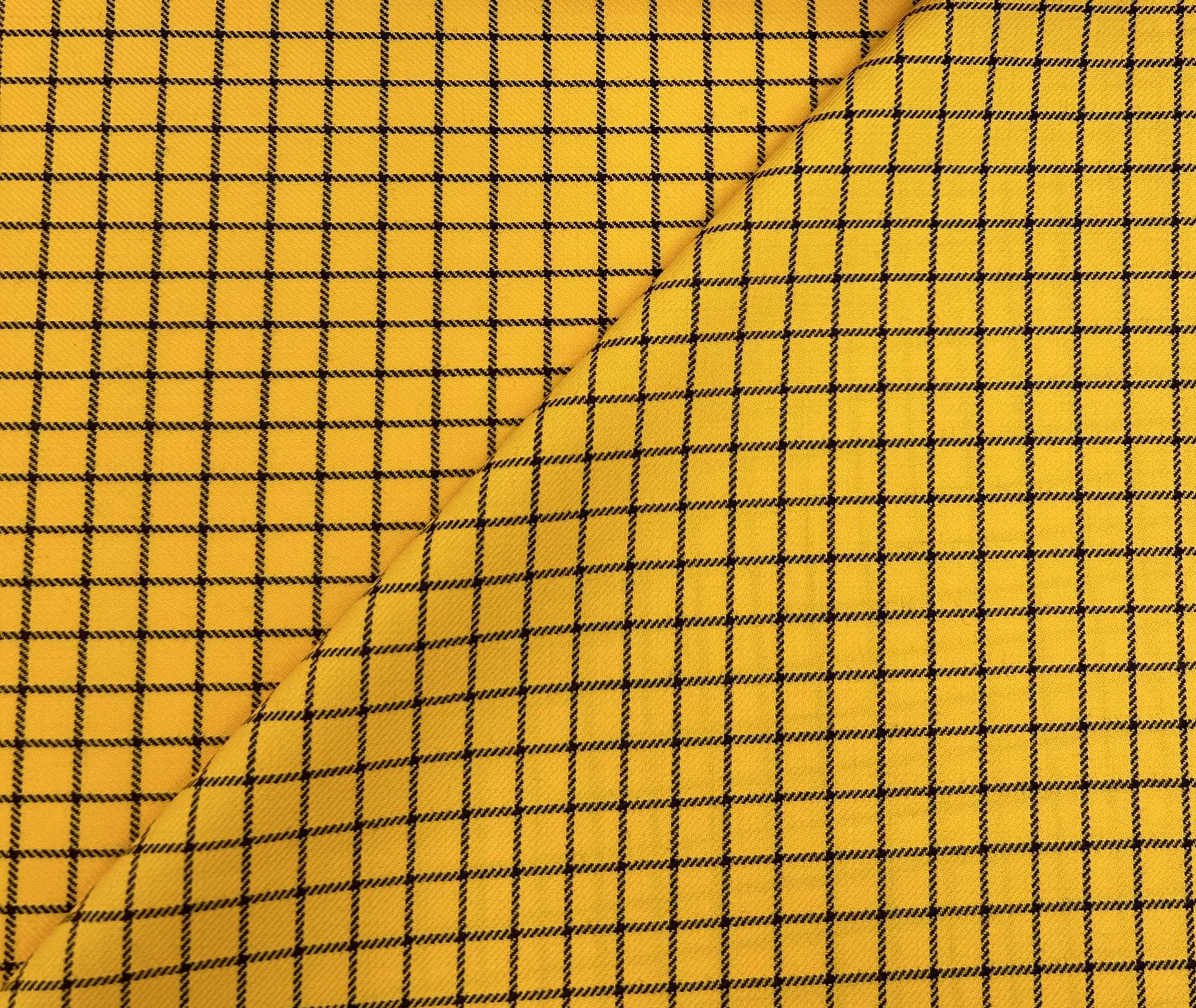 Italian Wool Windowpane Suiting in Yellow & Purple