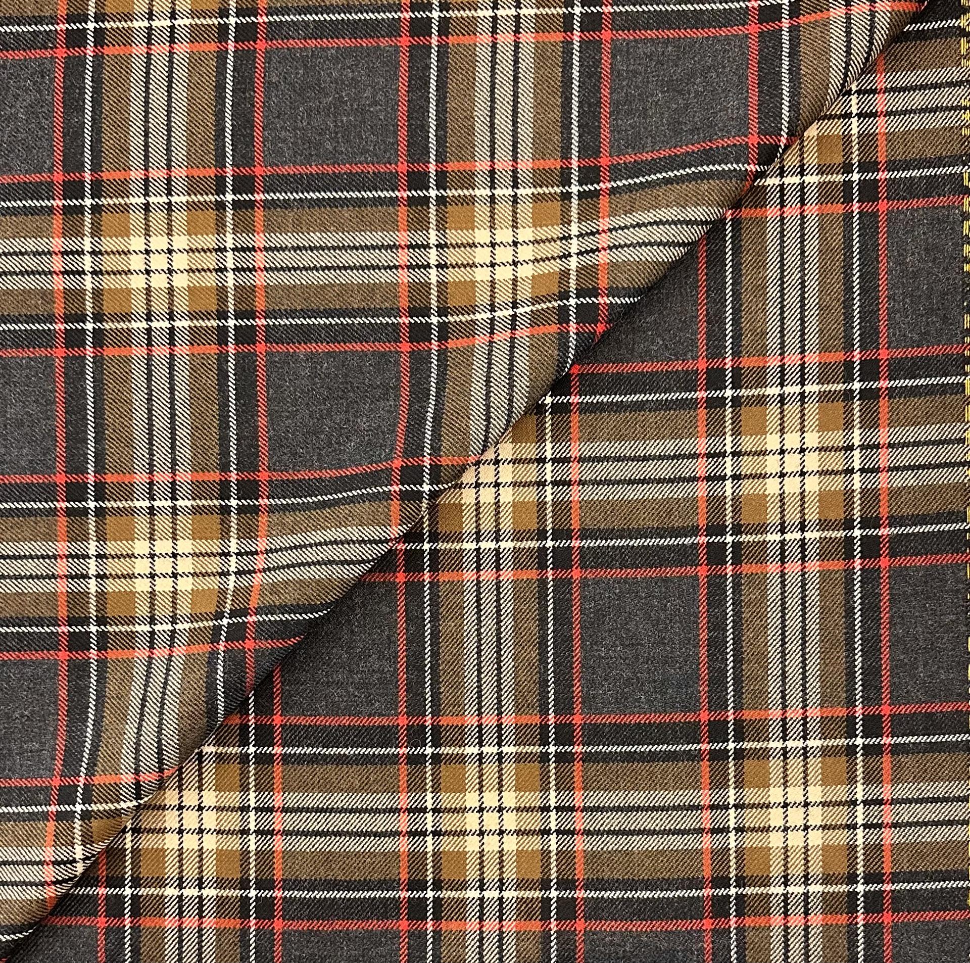Italian Virgin Wool Plaid in Coffee
