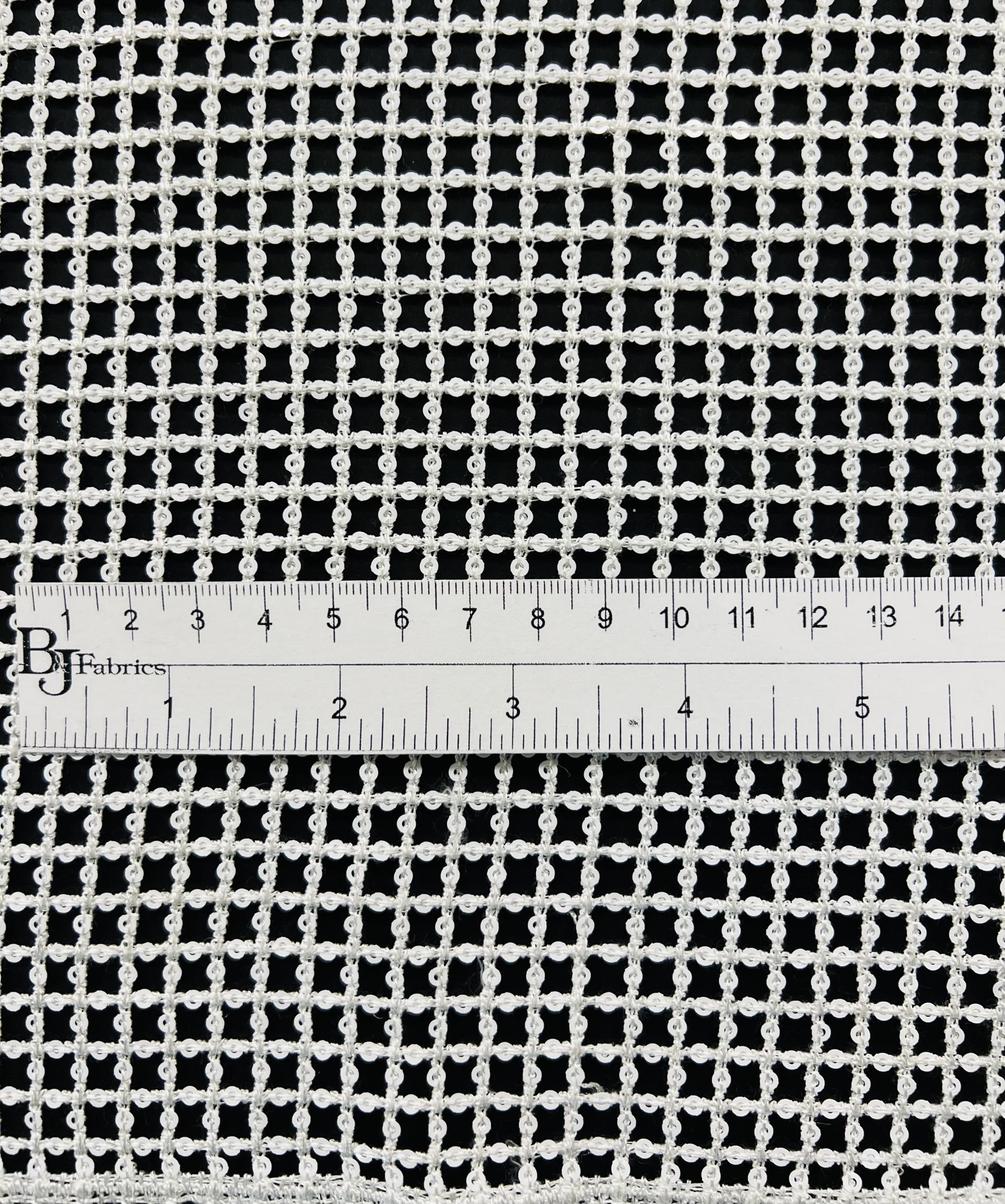 Micro Sequins Nylon Crochet Mesh in White