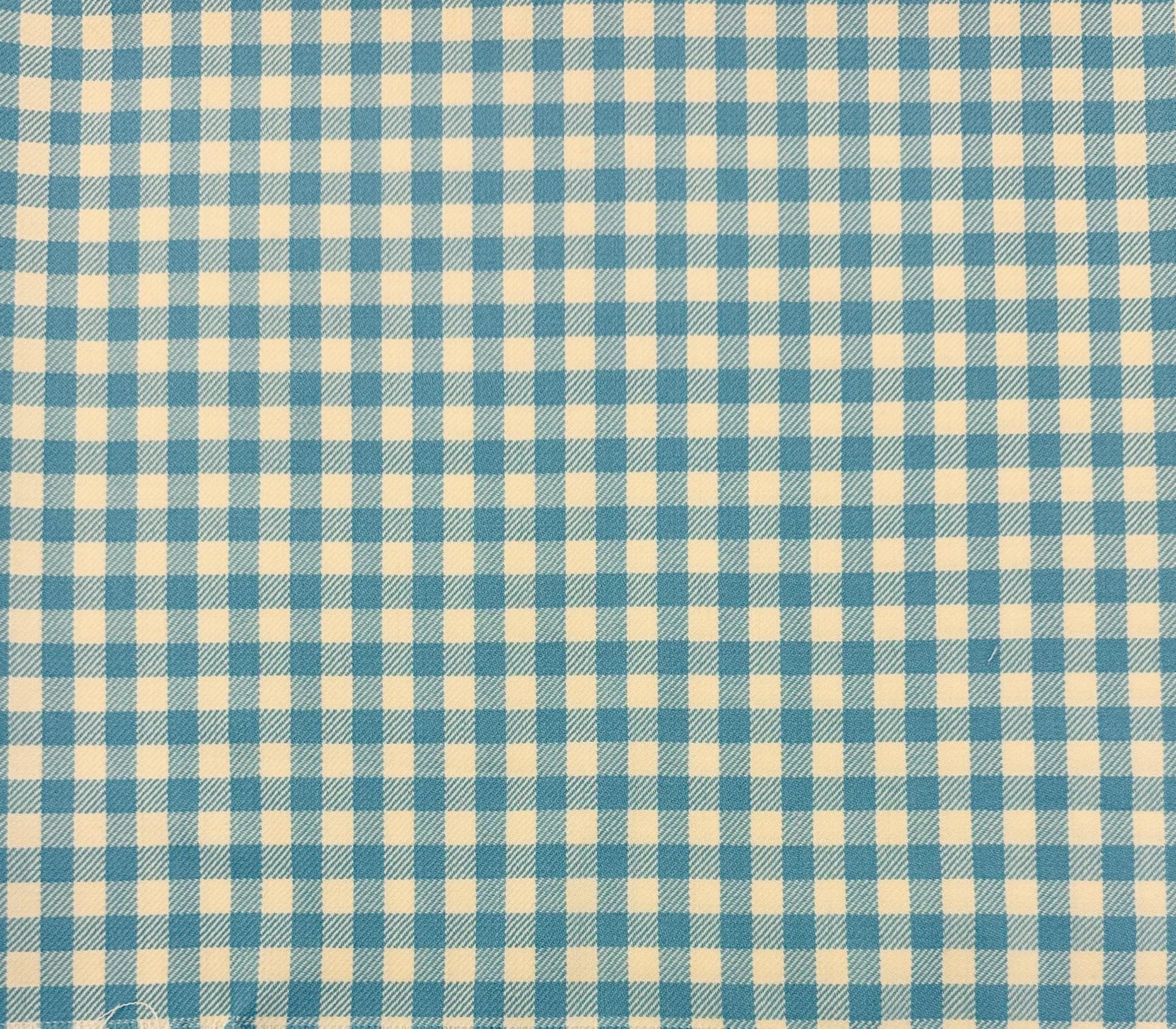 Italian Virgin Wool Check Suiting in Cyan