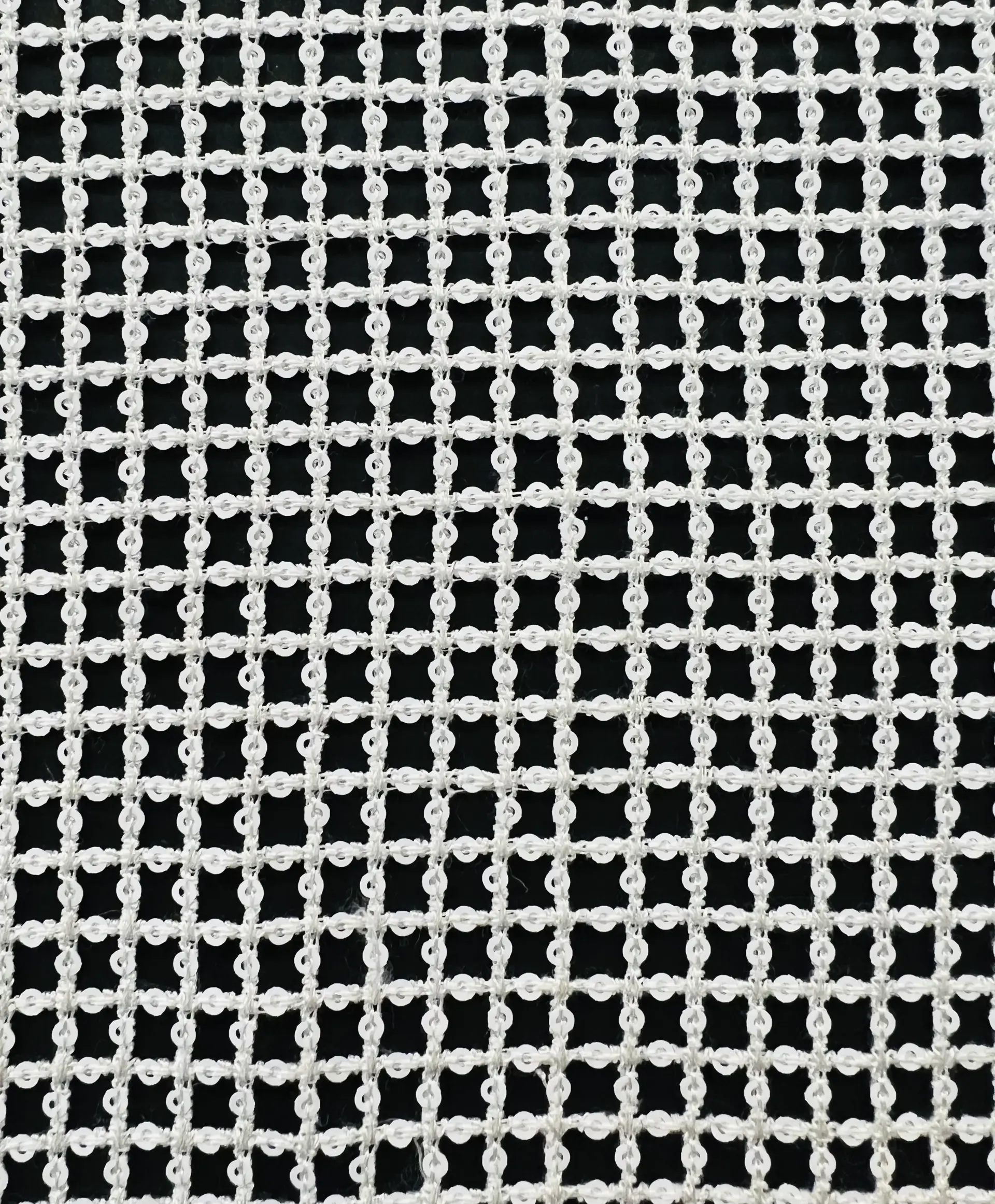 Micro Sequins Nylon Crochet Mesh in White