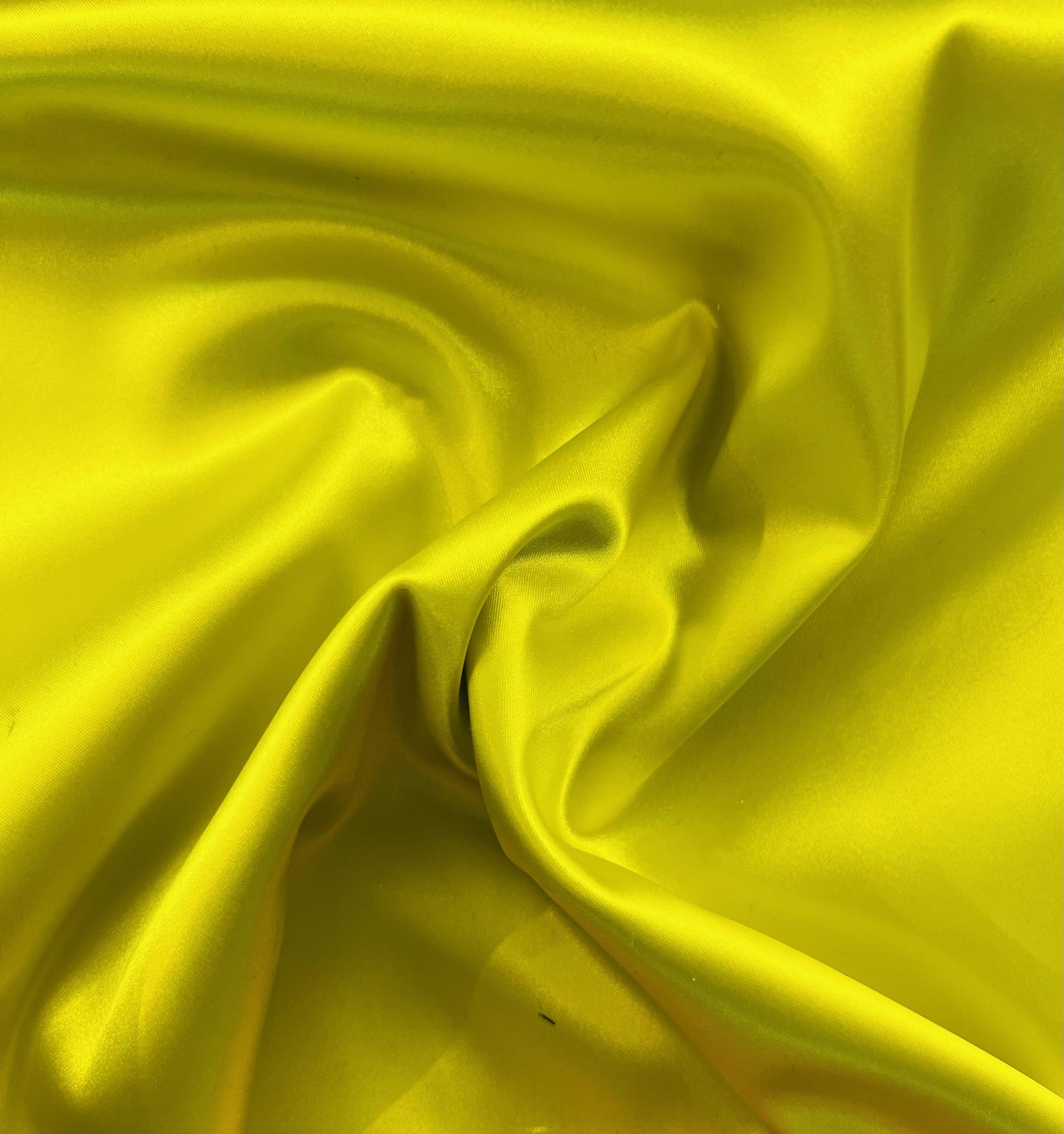 Italian Acetate Stretch Satin in Bright Lemon