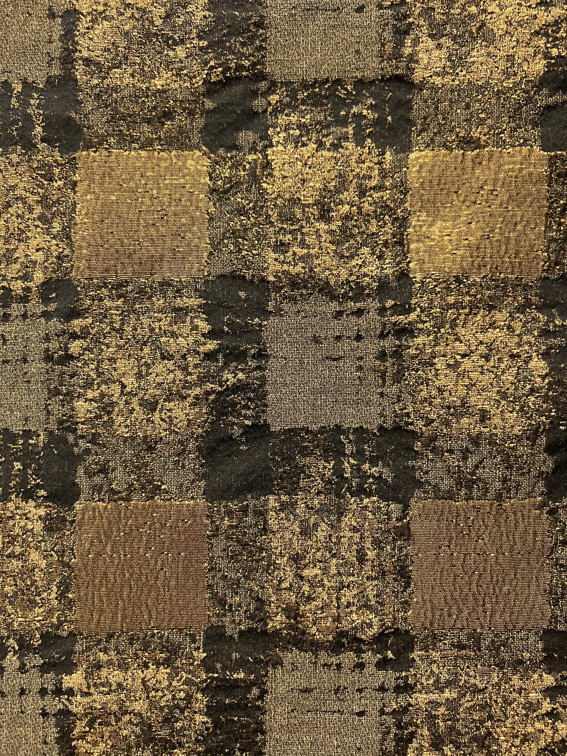 Abstract Check Brocade in Metallic Gold/Black