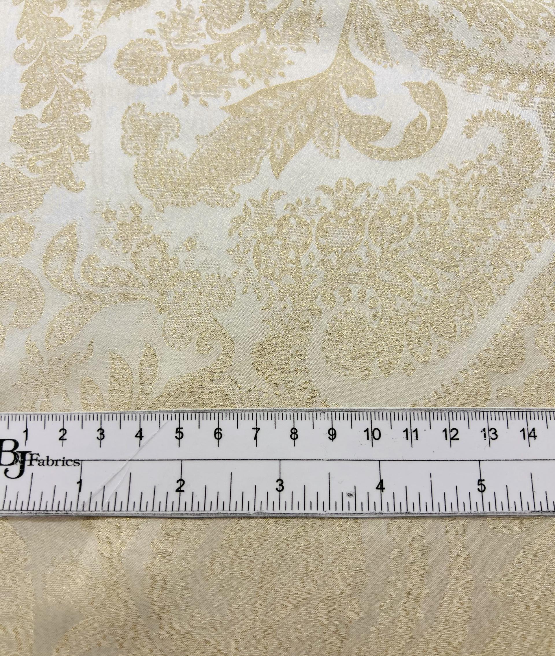 Silk Lamé Charmeuse Jacquard in Ivory & Gold