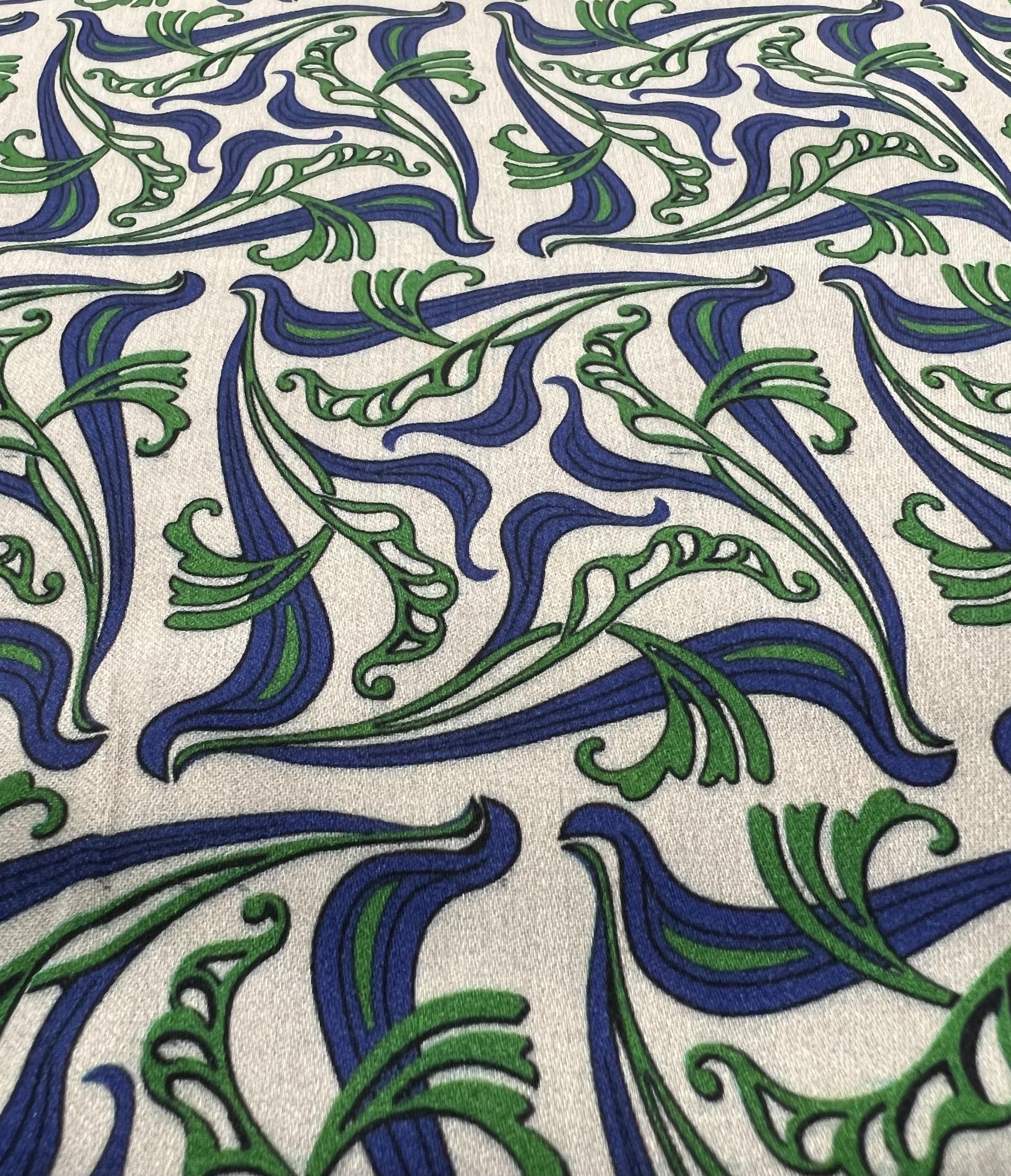 Printed Viscose challis Sateen On Blush Ground